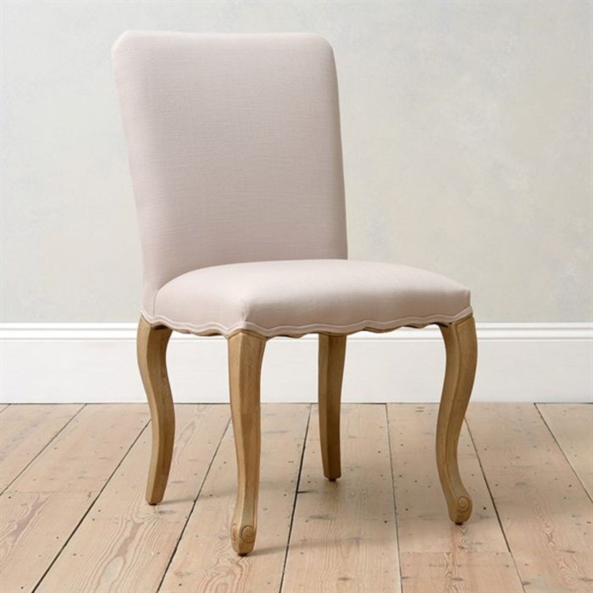 Cotswold Company Camille Limewash Oak Stone Linen Dining Chair RRP 275.00 Grade BC ref 1641