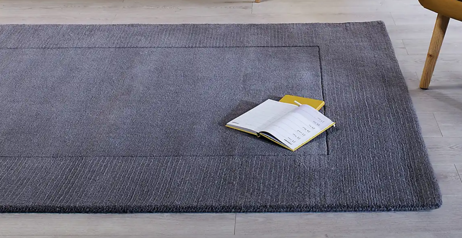 Boston Wool Border Rectangle Rug Grey 140X200cm GREY RRP ¶œ99.00