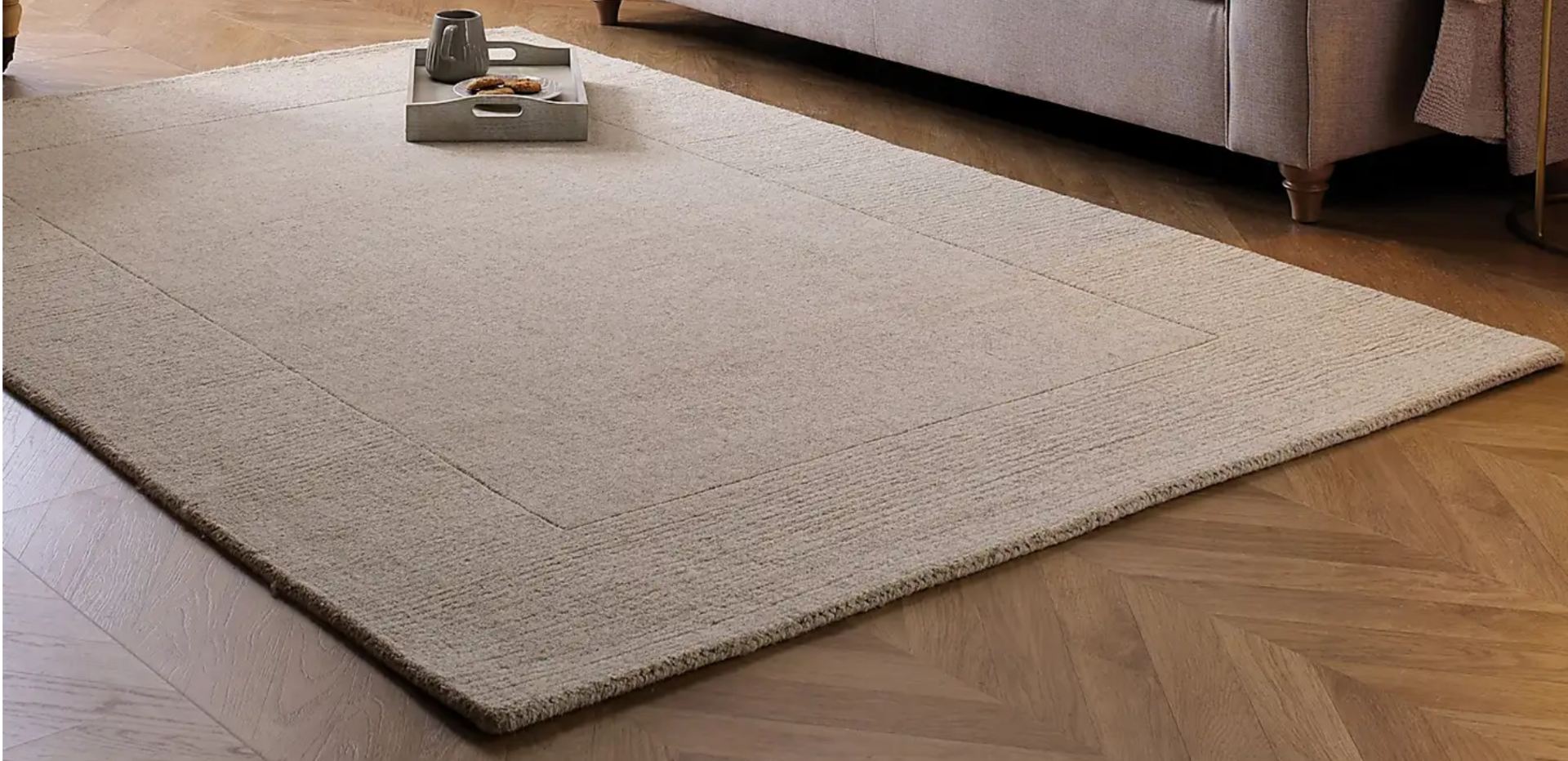 Boston Wool Border Rectangle Rug Natural 200X290cm NATURAL RRP ¶œ219.00