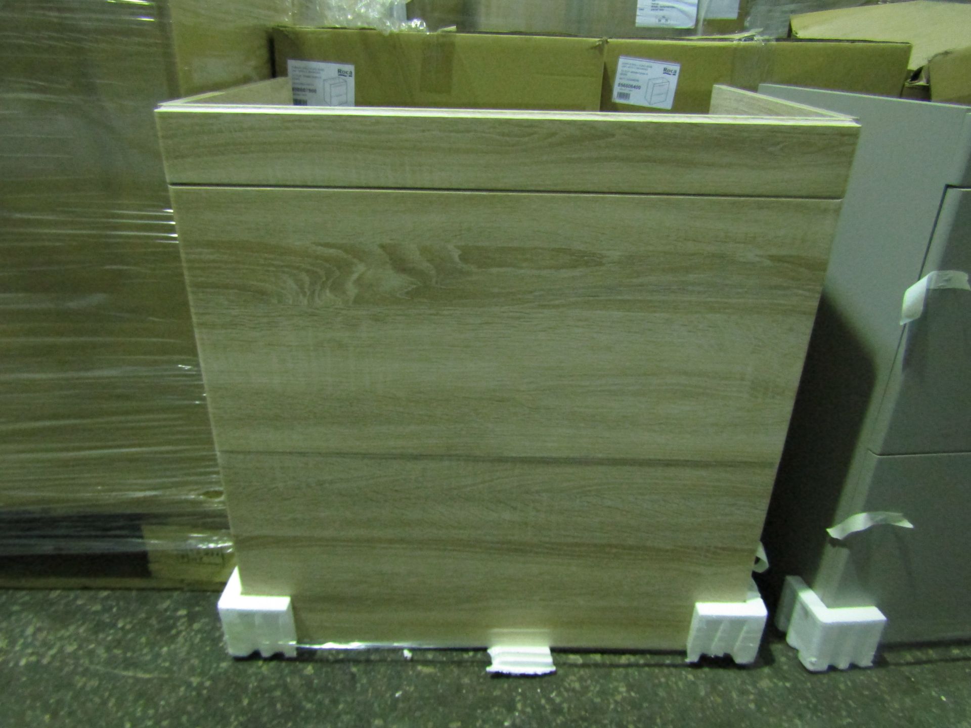 Roca - Dama-N Wall-Hung Base Unit With 2-Drawers 700mm - Textured Birch - New & Boxed. RRP ?400.