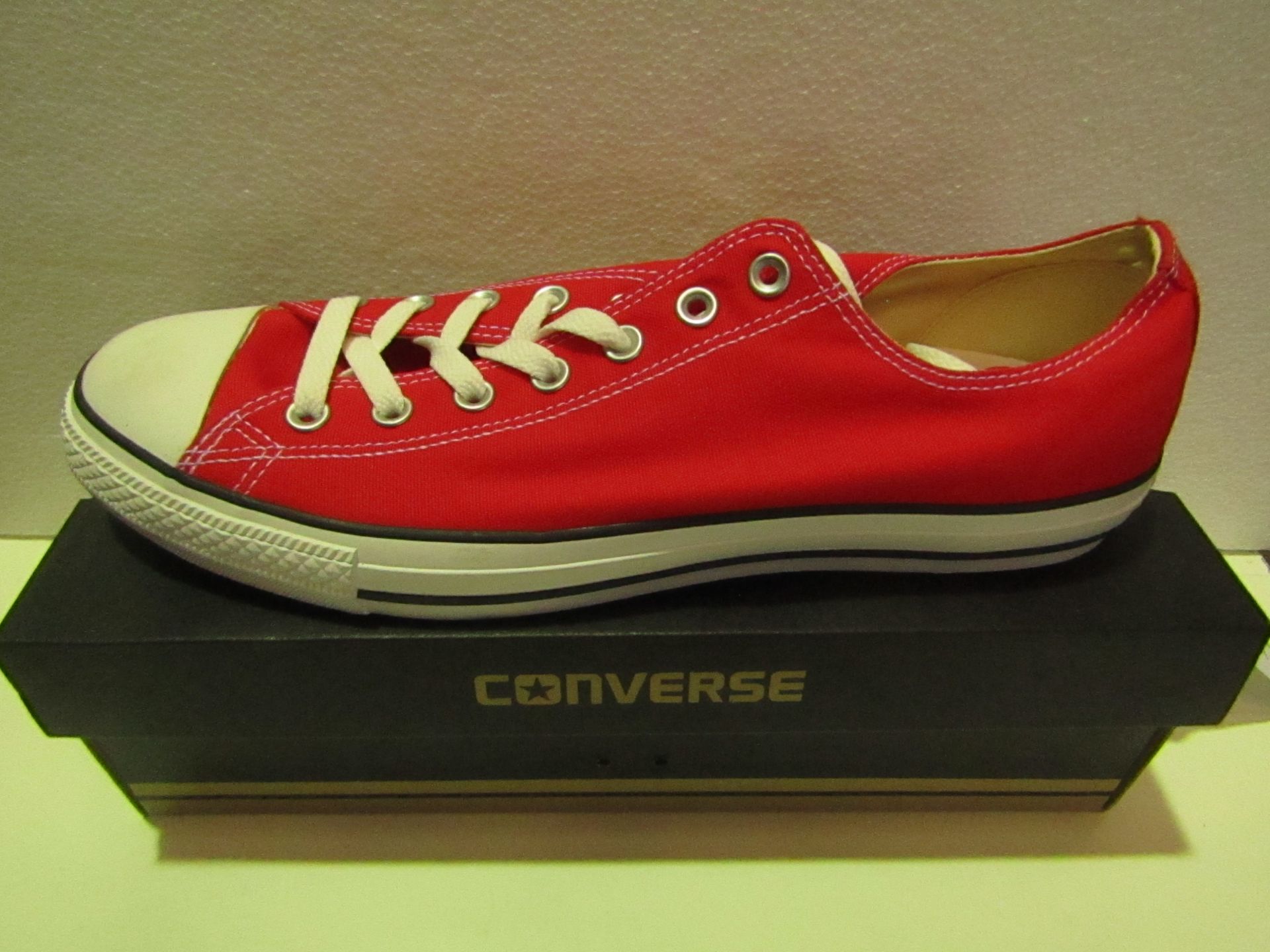 Converse All Star Red Canvas Trainer size UK 12 new & boxed see image for design