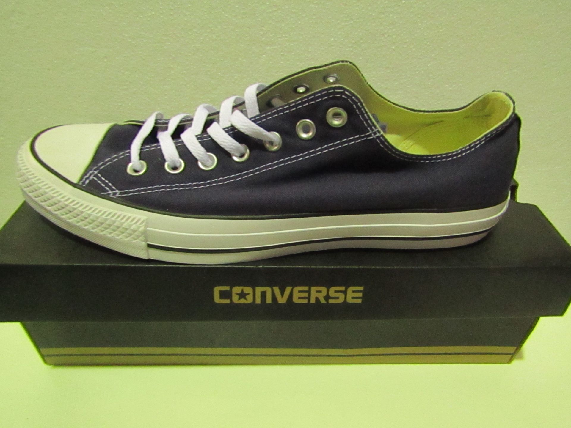 Converse All Star Navy Canvas Trainer size UK 12 new & boxed see image for design