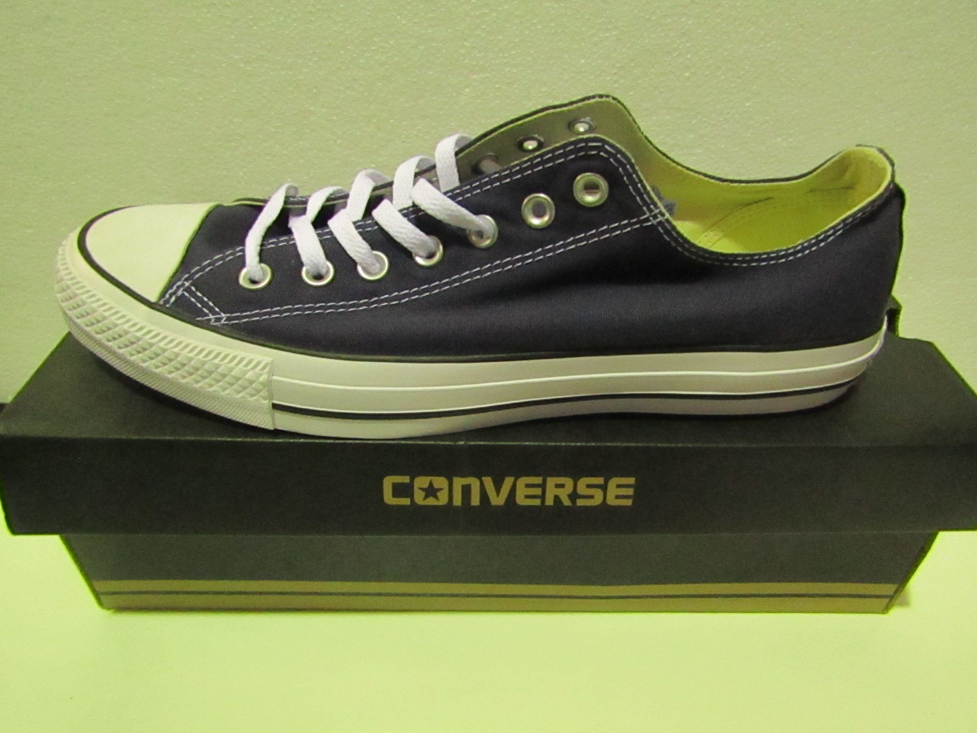 Converse All Star Navy Canvas Trainer size UK 12 new & boxed see image for design