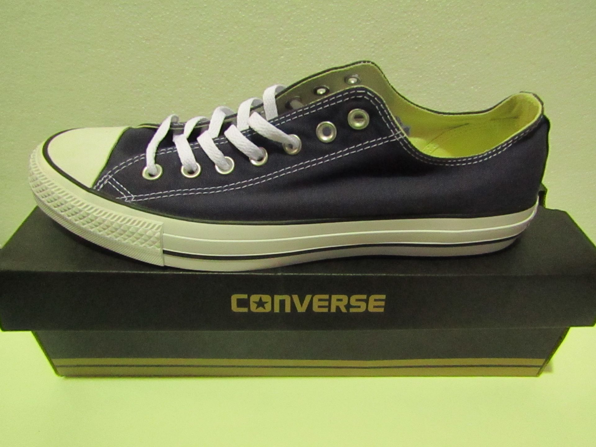 Converse All Star Navy Canvas Trainer size UK 12 new & boxed see image for design