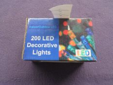 10x Indoor/Outdoor 200 Multi-Coloured LED-String Lights ( EU Plug ) - Unused & Boxed.