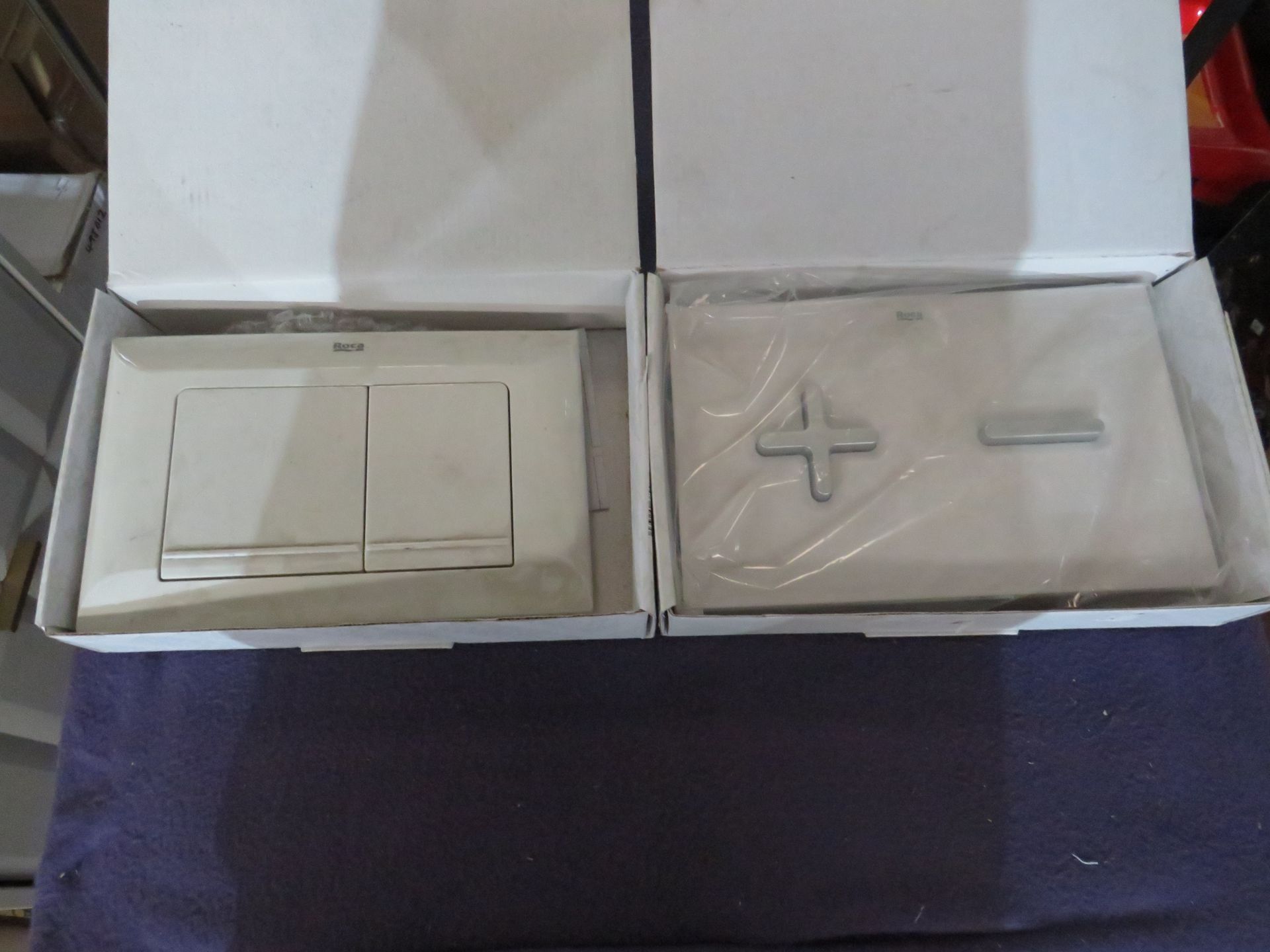 Roca - PL1 White Flush Plate - New & Boxed. Roca - PL6 Dual Combi Flush Plate - New & Boxed.