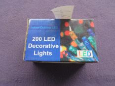 10x Indoor/Outdoor 200 Multi-Coloured LED-String Lights ( EU Plug ) - Unused & Boxed.