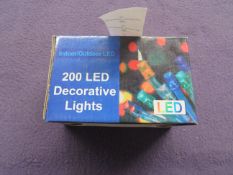 10x Indoor/Outdoor 200 Multi-Coloured LED-String Lights ( EU Plug ) - Unused & Boxed.