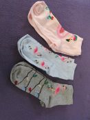 2x Flamingo - 3-Pairs Of Socks Set - New & Boxed.