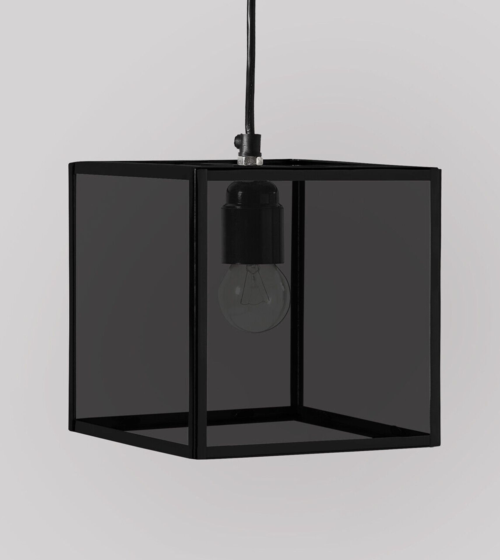 Swoon Casp Industrial Pendant Black Iron Smoked Glass RRP £99.00