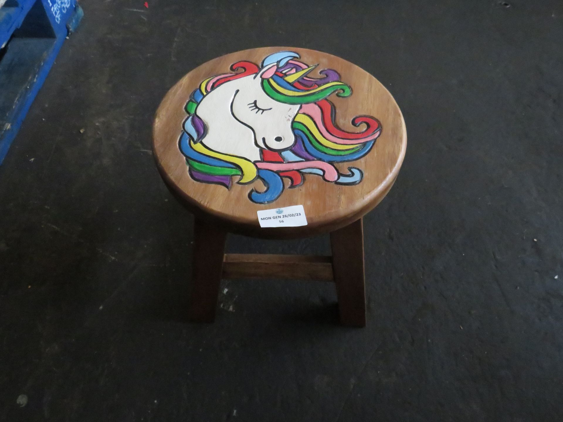 10" Brown Hand Painted Unicorn Stool - Good Condition, No Box.