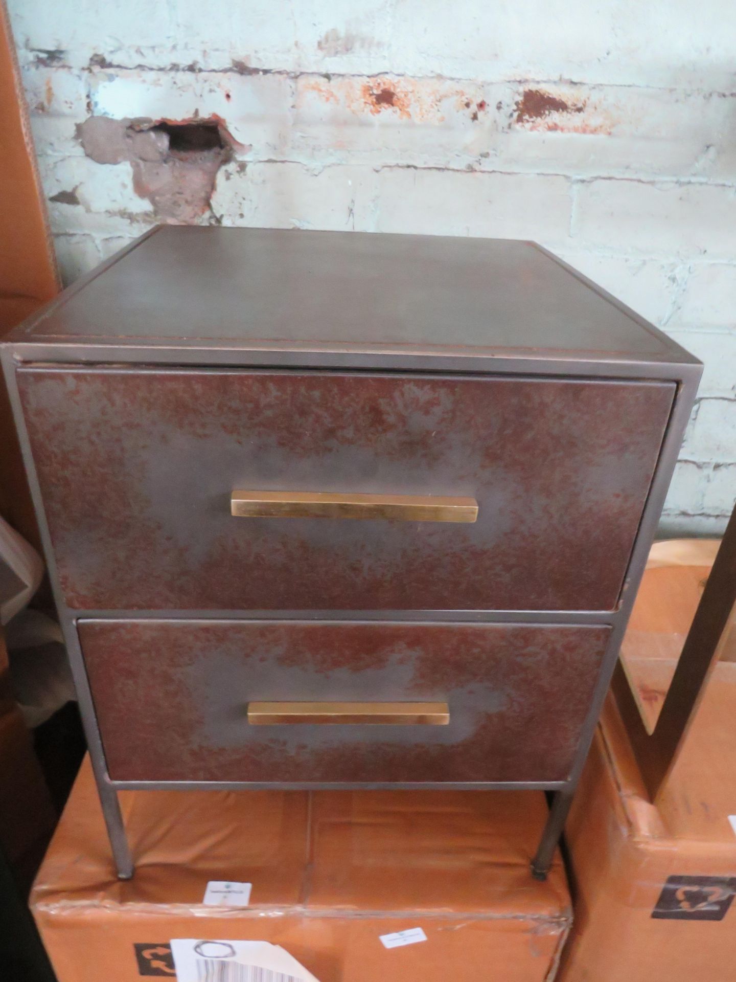 Swoon Stepney Bedside Table in Weathered Steel RRP Â£179.00 We love poured concrete floors, and