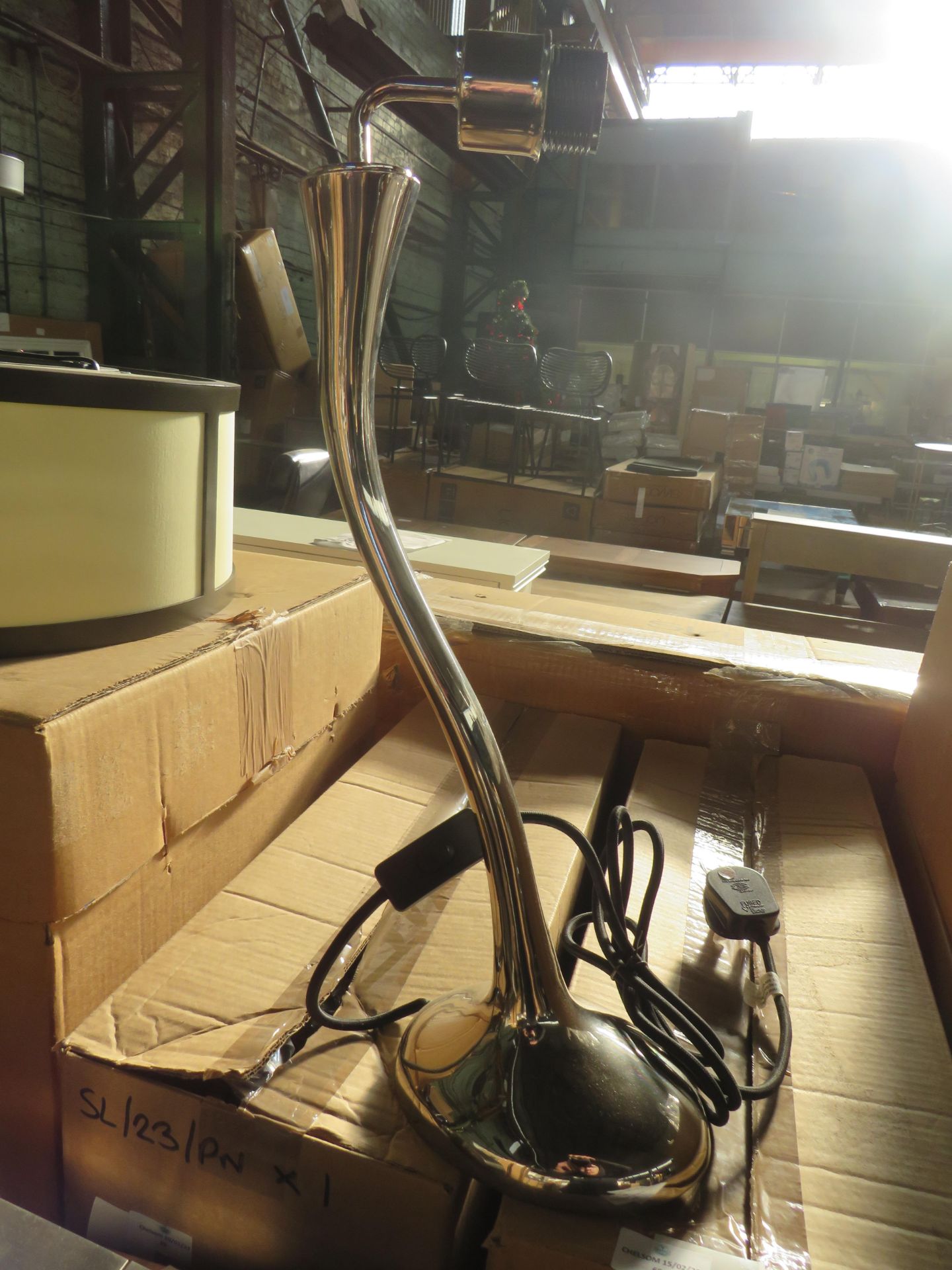 Chelsom - Angled Neck Chrome Table Lamp - New & Boxed.
