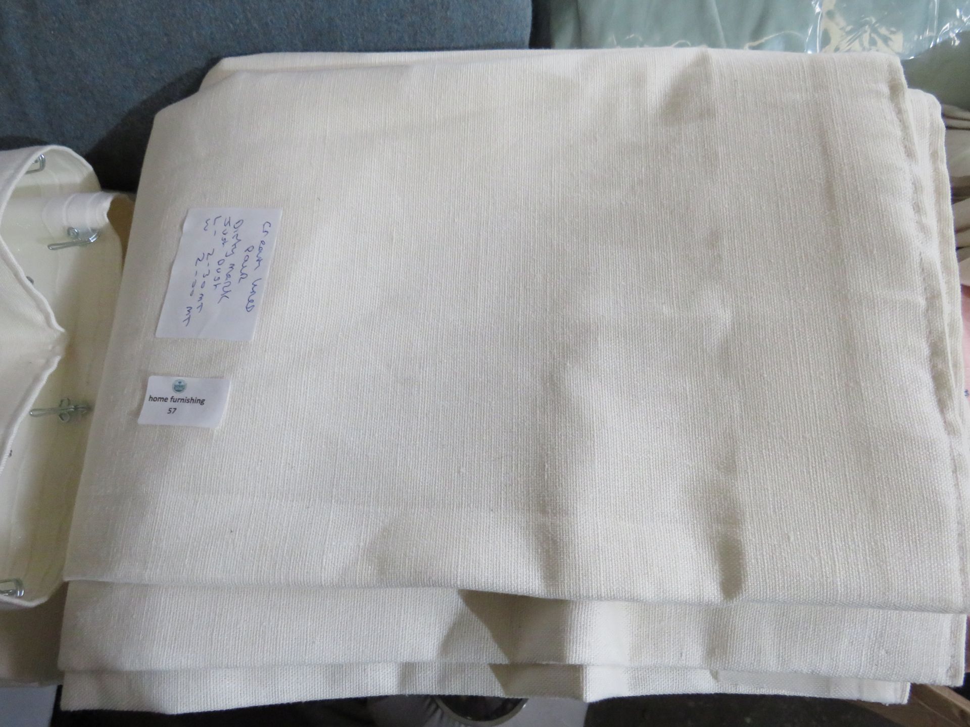 Stitched Pair Of Cream Lined Tapered Top Curtains 200 Wide X 230 Drop RRP ?544.58 A Stitched