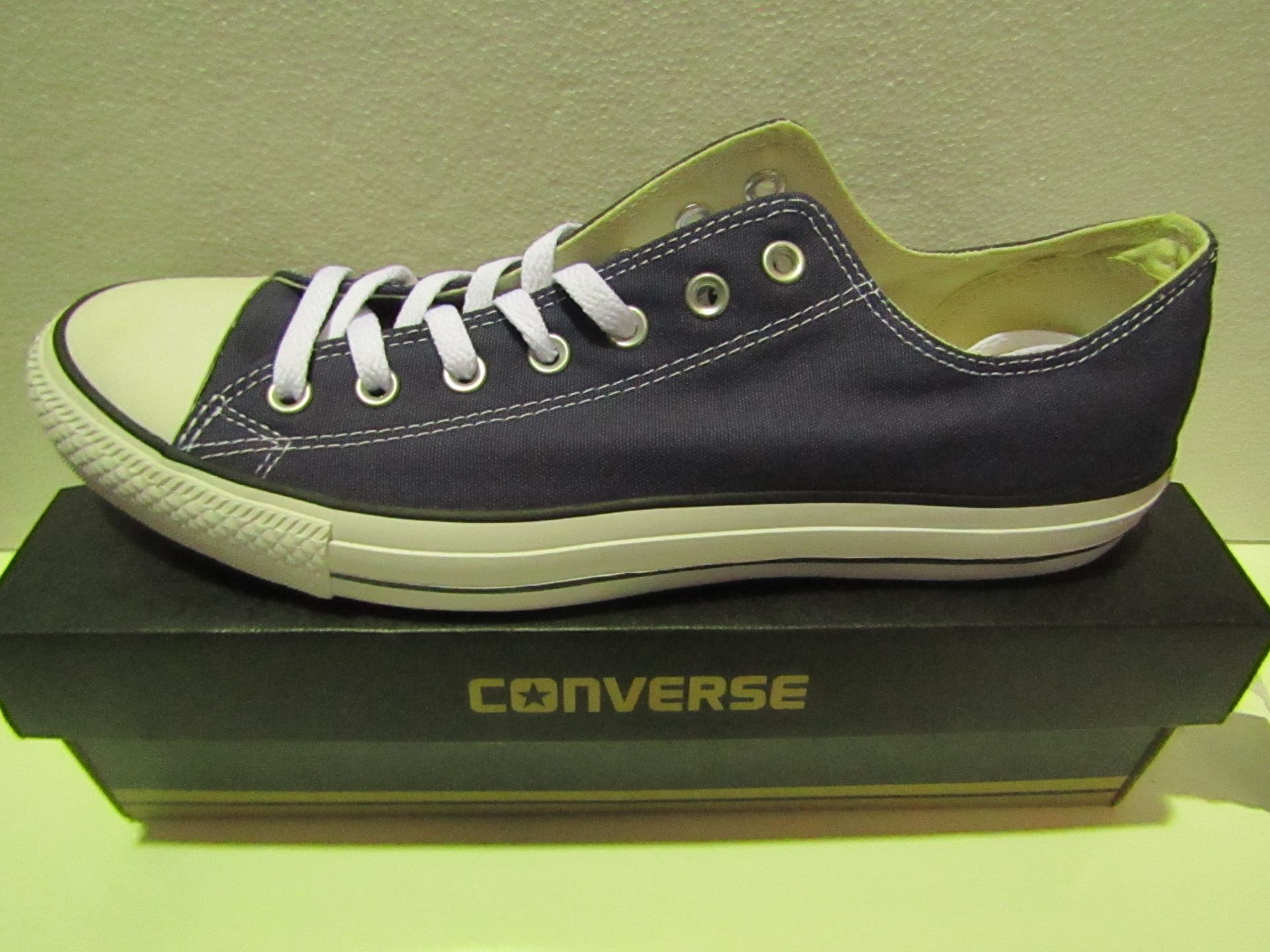 Converse All Star Navy Canvas Trainer size UK 12 new & boxed see image for design