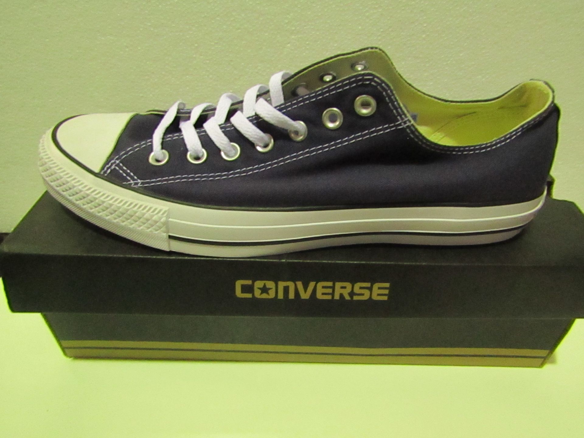 Converse All Star Navy Canvas Trainer size UK 12 new & boxed see image for design