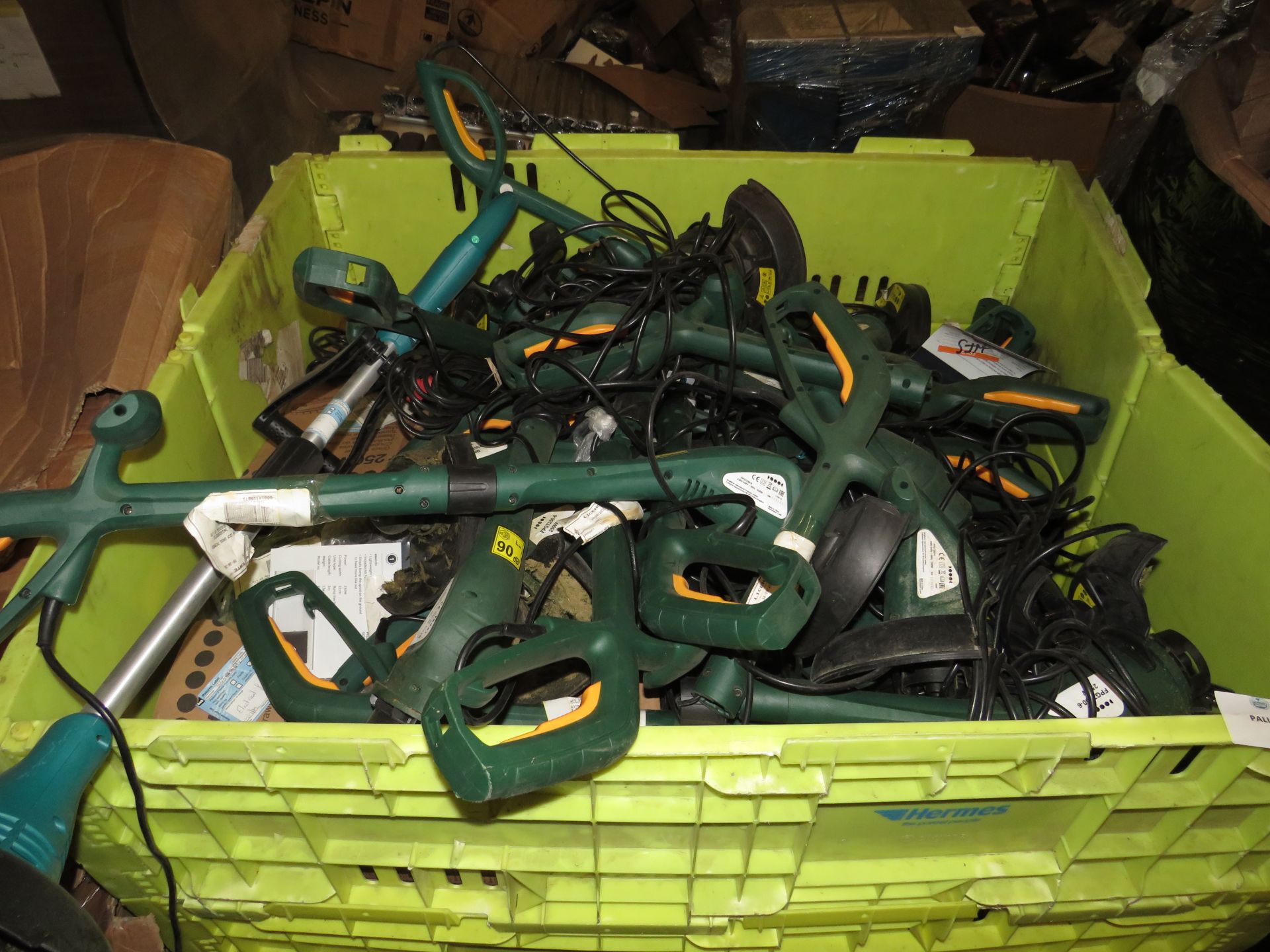 1x pallet containing Approx 40 + Returned Unbranded 250w Corded Electric Grass Trimmers - All Used