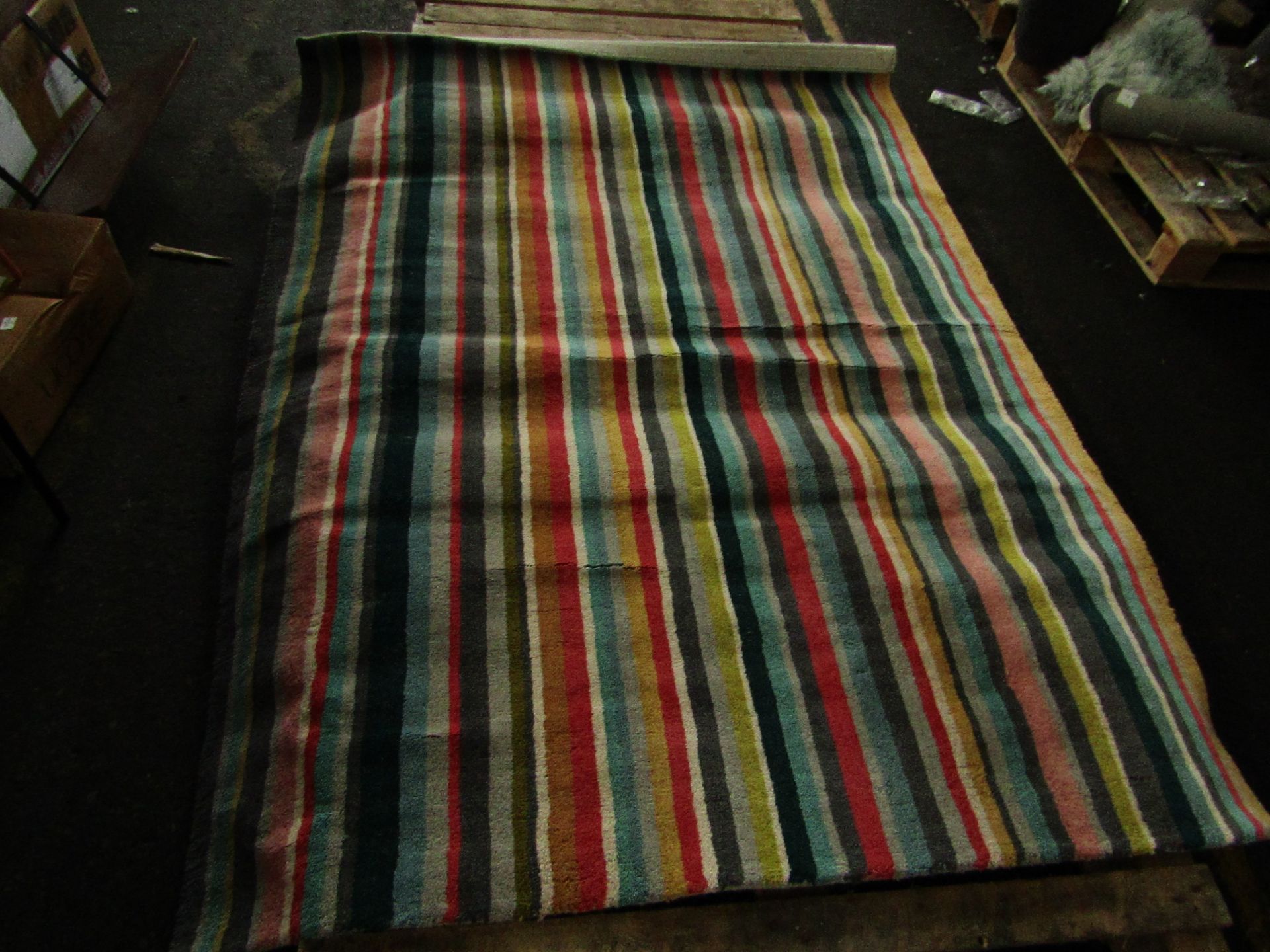 Cyrus Wool Stripe Rectangle Rug Multi 160X230cm MULTI RRP ??199.00Striped effect with a rainbow of