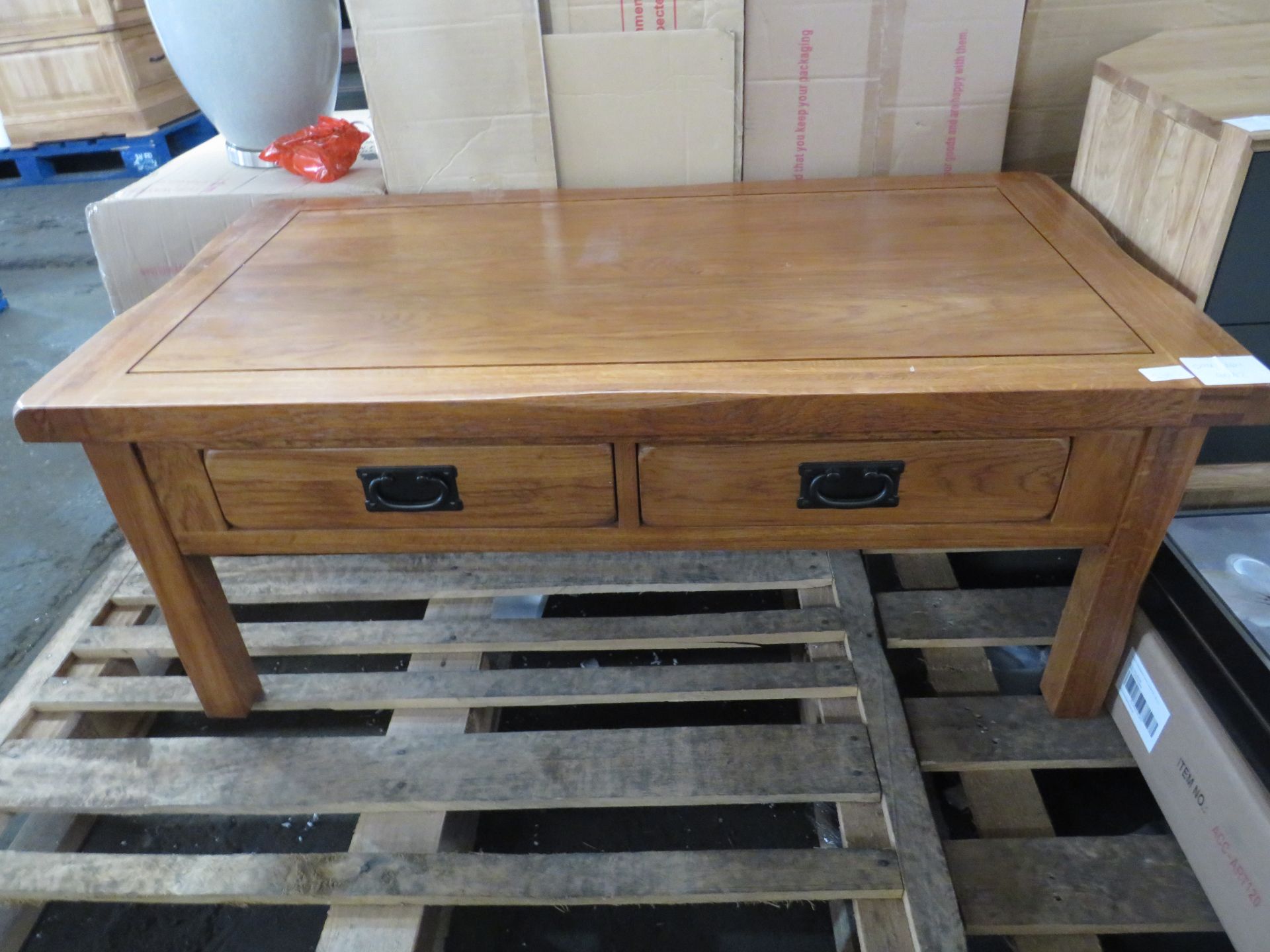 Oak Furnitureland Original Rustic Solid Oak 4 Drawer Storage Coffee Table RRP Â£249.99This Rustic