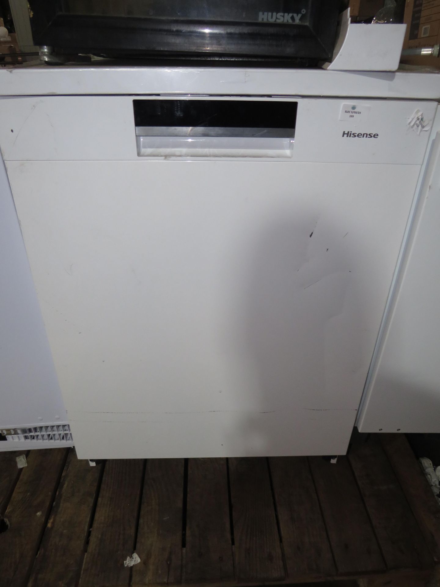 Hisense - White Dishwasher - Item Powers On, but we haven't connected to water so unable to