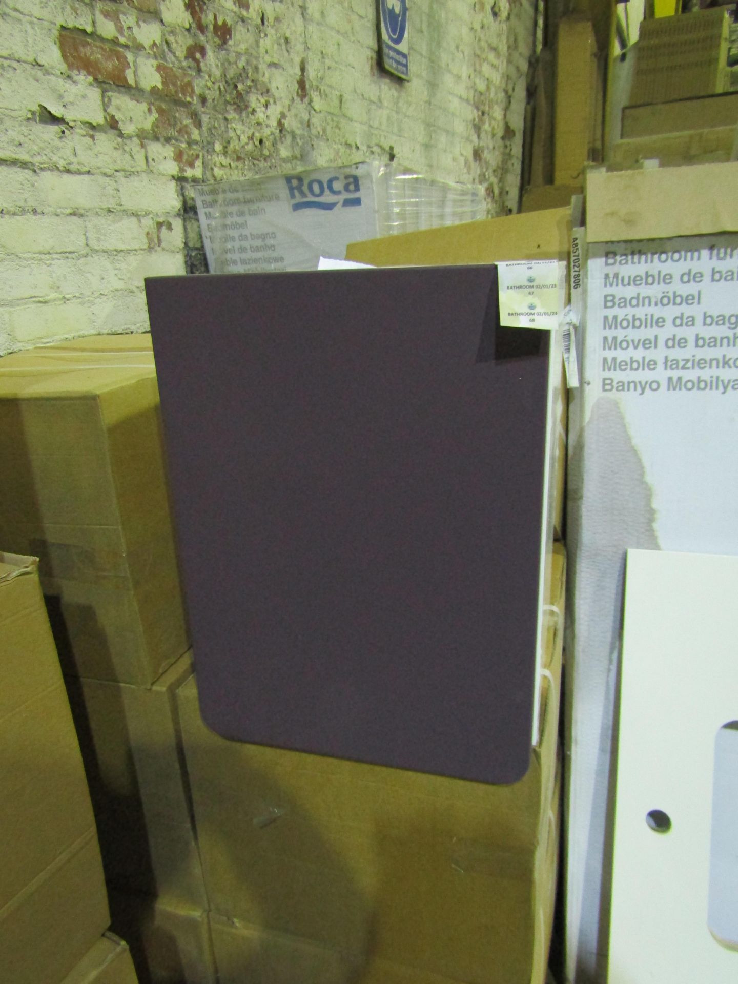 VitrA - Wall-Mounted Bathroom 1-Door Cabinet Matt Purple & Gloss White ( 40cm ) - Good Condition &