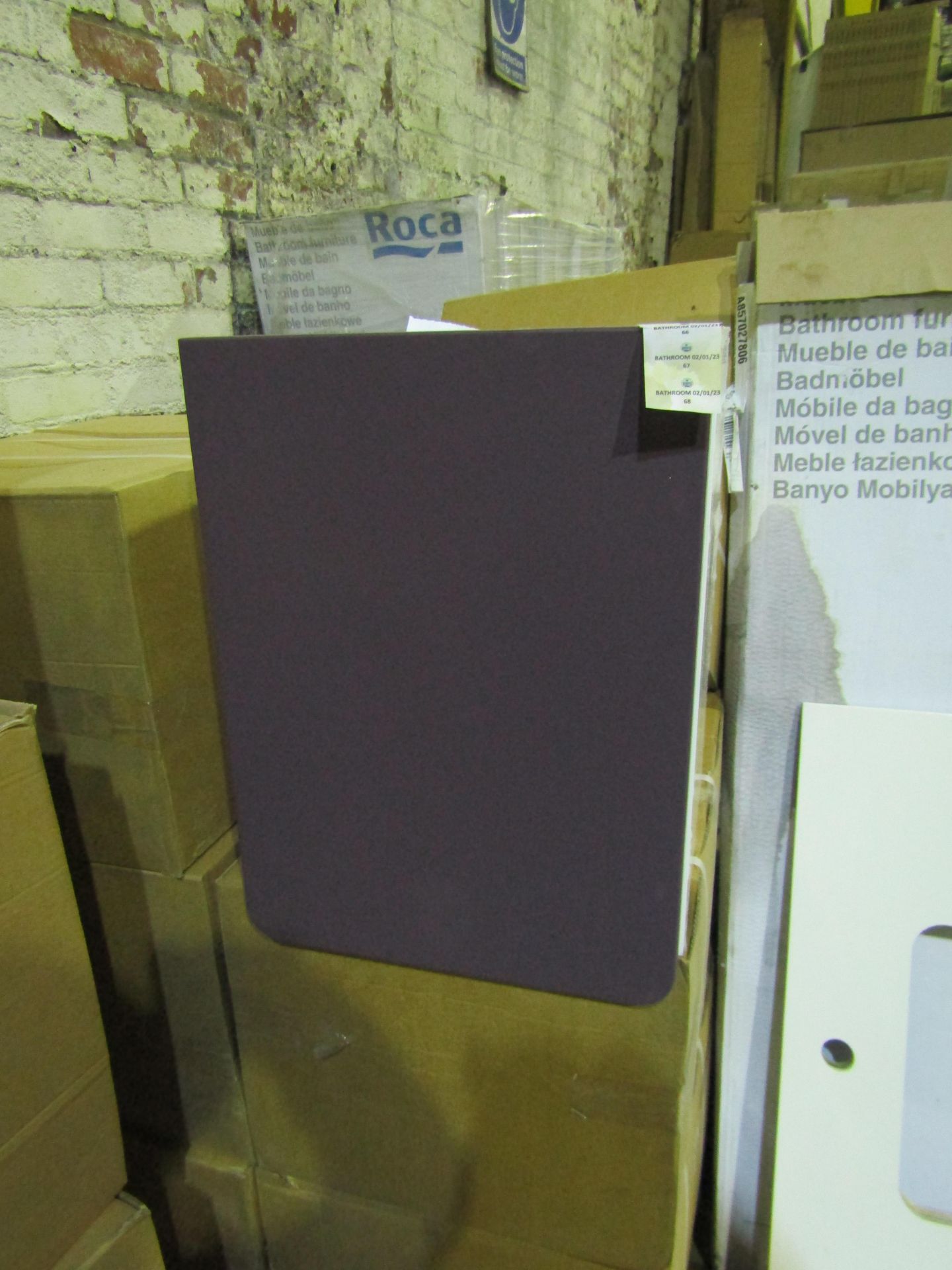 VitrA - Wall-Mounted Bathroom 1-Door Cabinet Matt Purple & Gloss White ( 40cm ) - Good Condition &