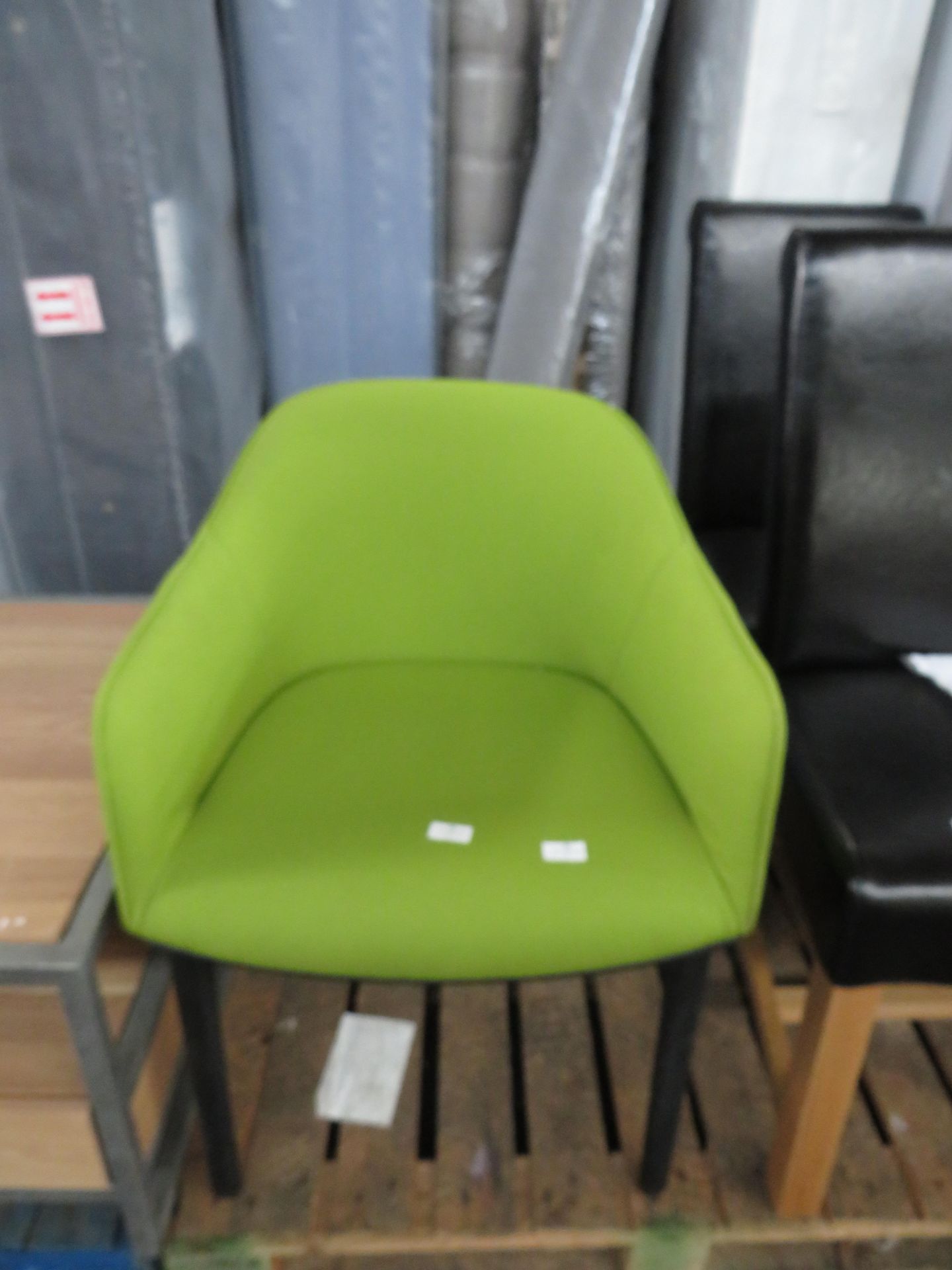 Heals Softshell Armchair F60 Twill 16 Avocado, Black Leg Four Legged Base, 05 Glides 4 RRP Â£819.