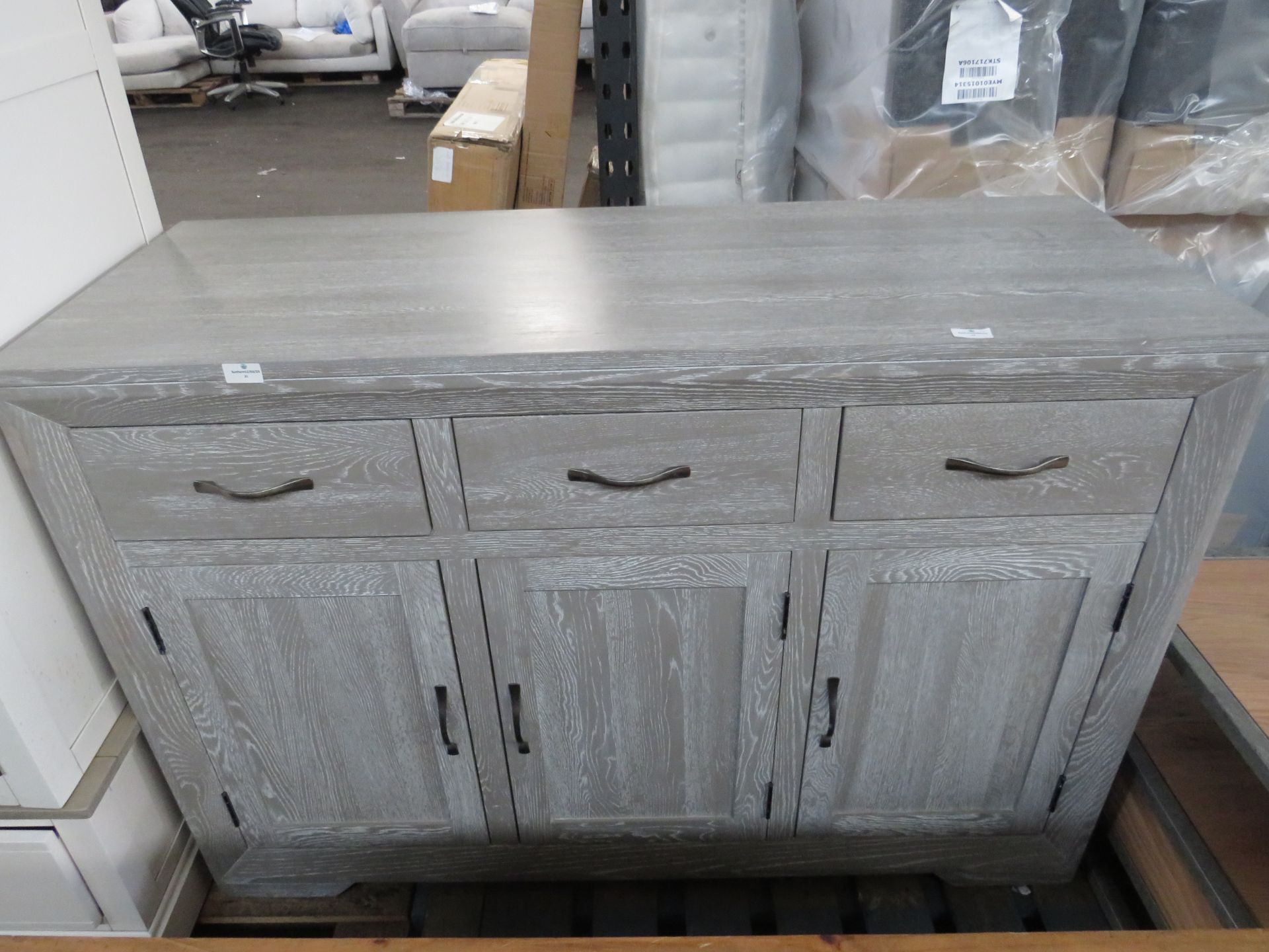 Oak Furnitureland Willow Light Grey Large Sideboard Solid Oak RRP Â£444.99 Oak Furnitureland