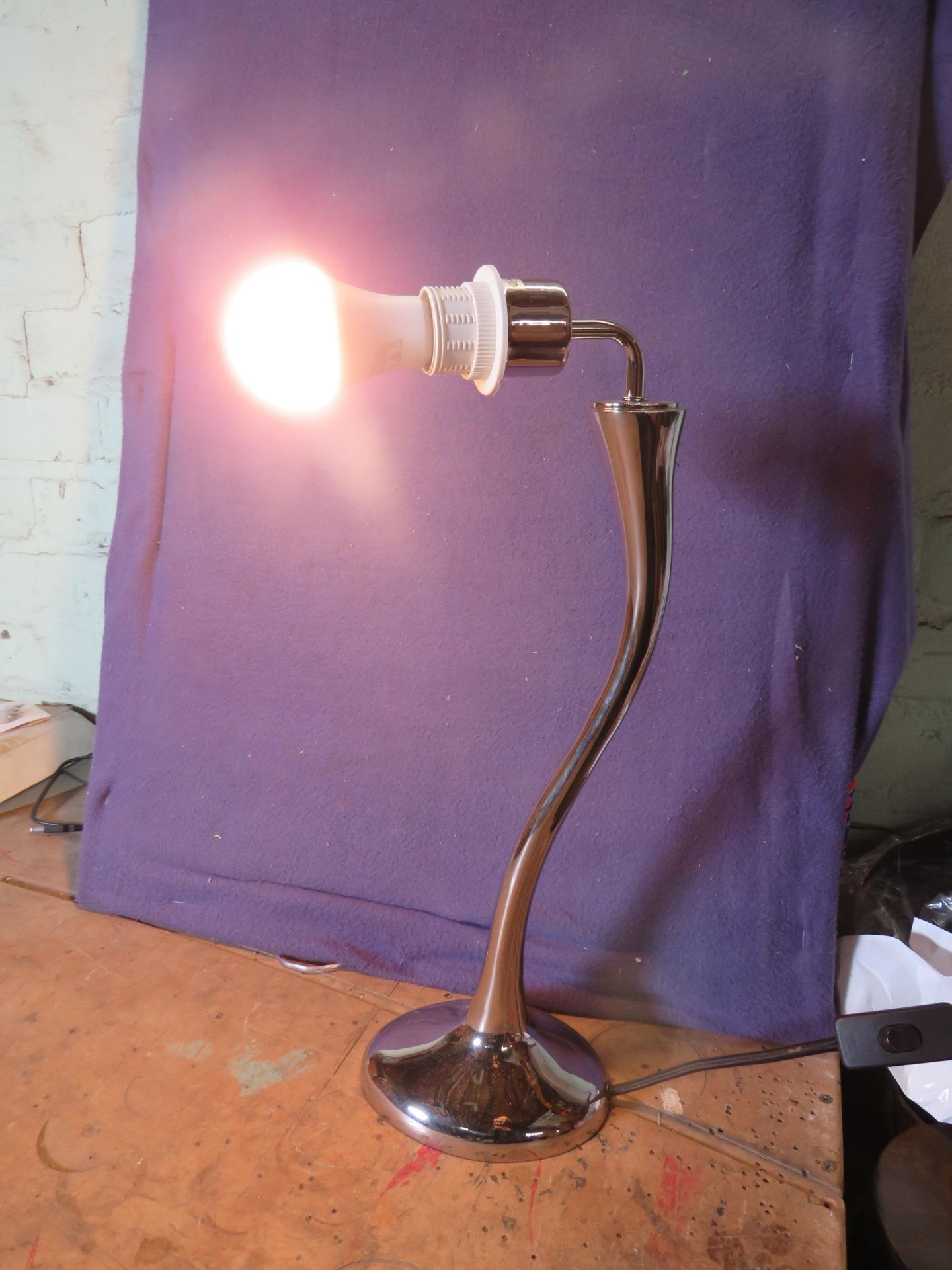 Chelsom - Angeled Neck Chrome Table Lamp - Good Condition & Boxed.