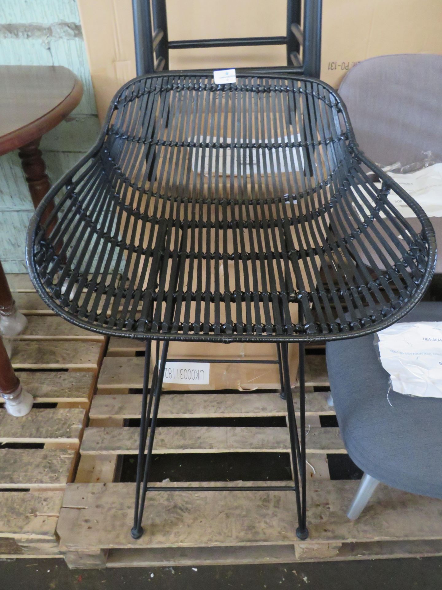 Cox & Cox Flat Rattan Counter Stool Black RRP 350.00Grade BC: Product is preloved or well-