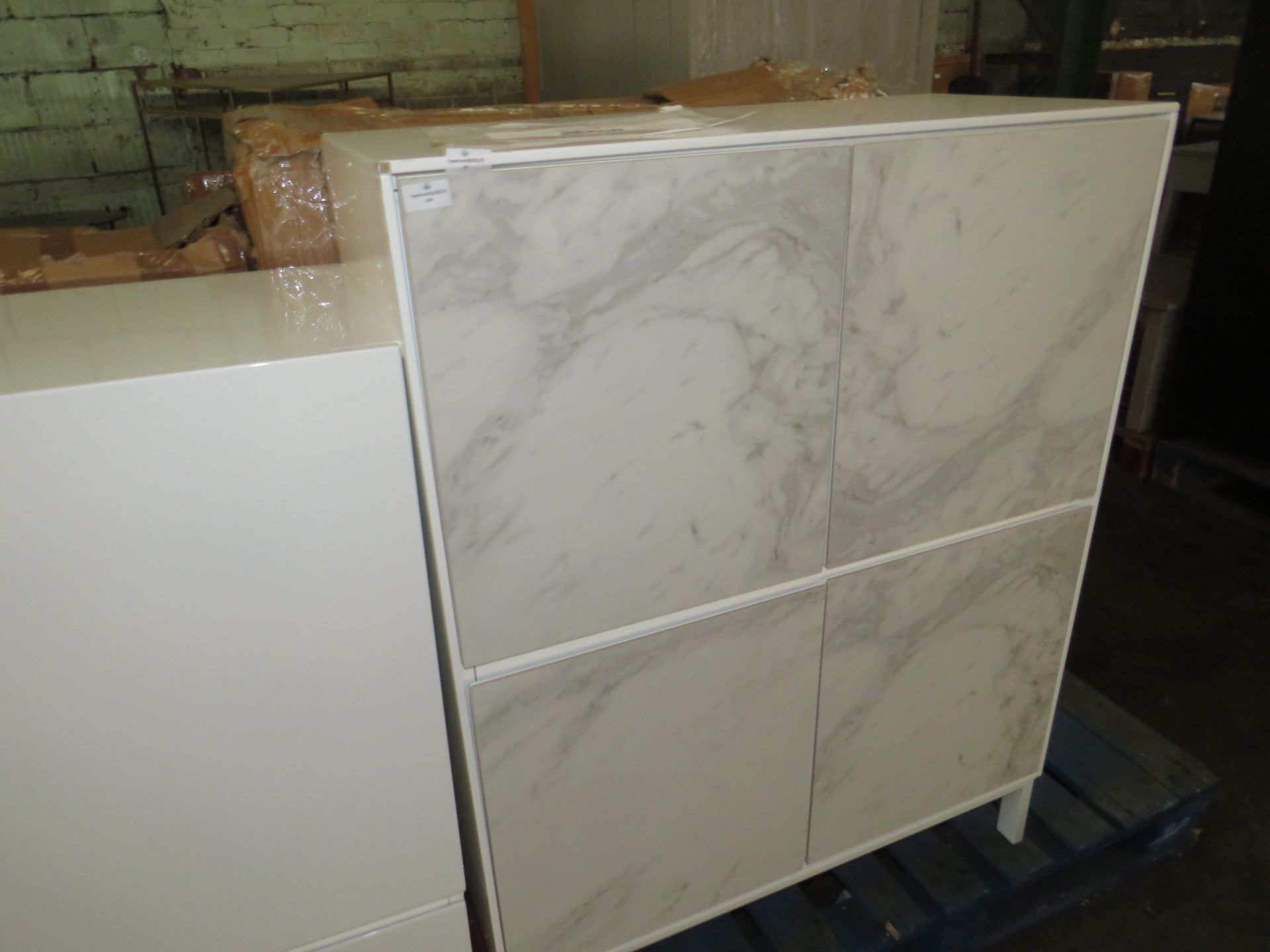 Dwell Avant cabinet white marble cer RRP 599.00The Avant cabinet?s minimalist frame and handleless