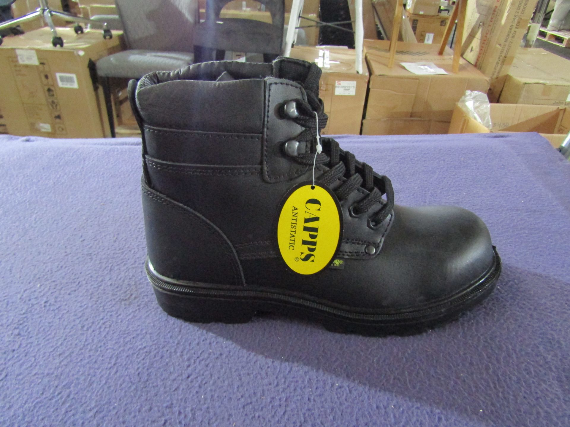 CAPPS - Black Boots With Steel-toe Cap - Size 12 - Unused & Boxed.