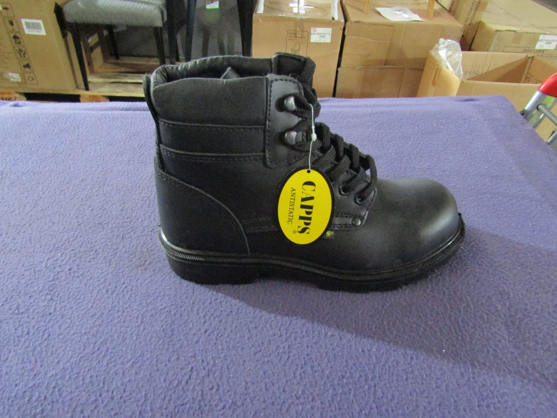 CAPPS - Black Boots With Steel-toe Cap - Size 10 - Unused & Boxed.