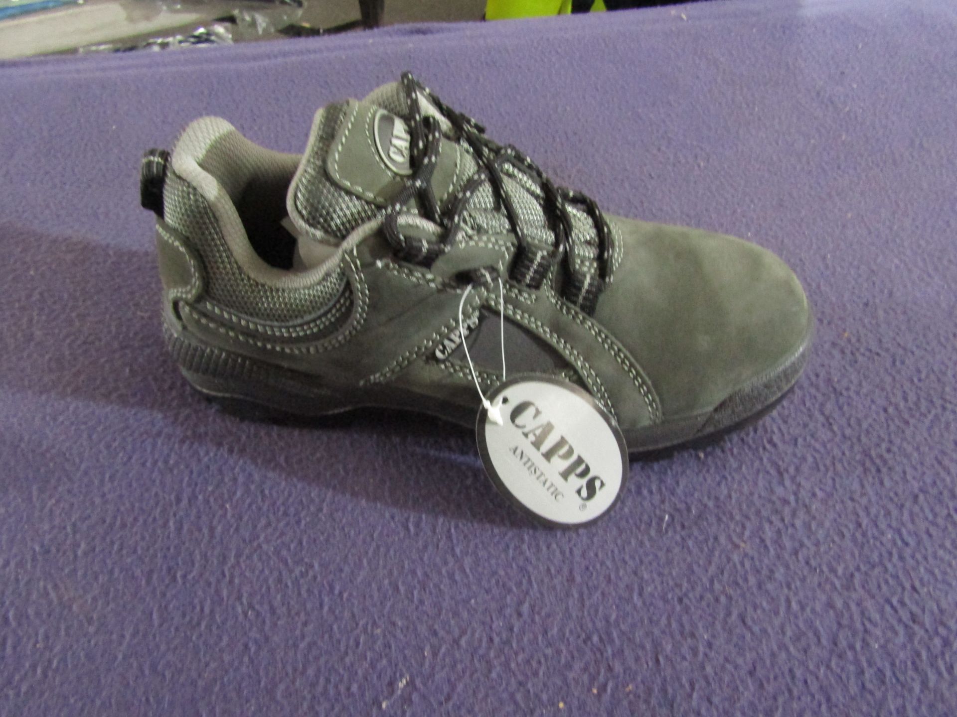 CAPPS - Nubuck Grey Leather trainers with Composite Toe Cap - Size 4 - Unused & Boxed.