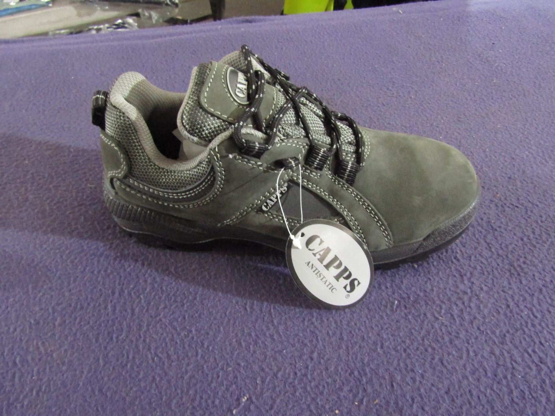 CAPPS - Nubuck Grey Leather trainers with Composite Toe Cap - Size 3 - Unused & Boxed.