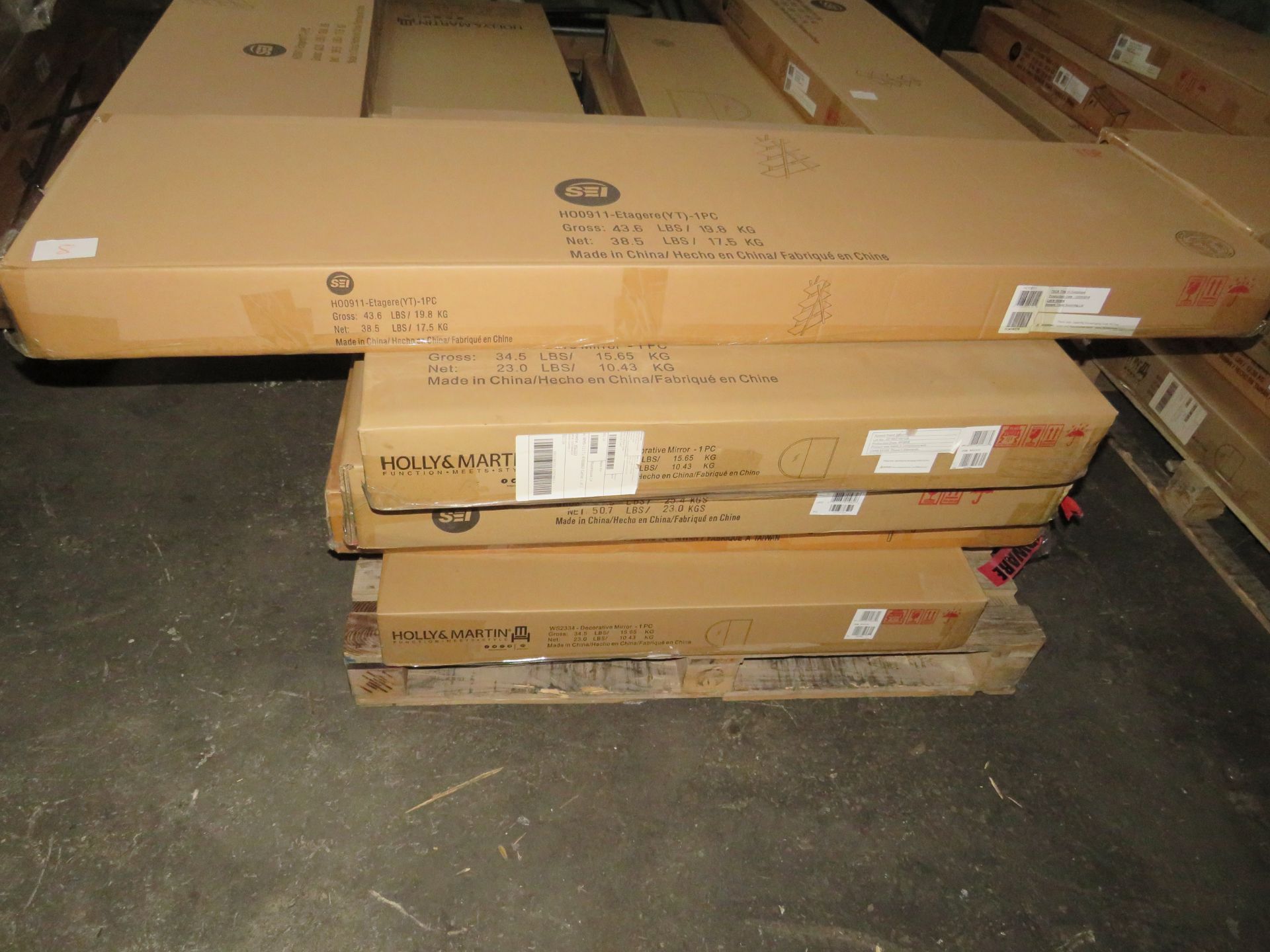 Mixed Lot of 5 x New SEI Furniture overstock Includes: SEI Furniture Decorative Mirror RRP œ137.99