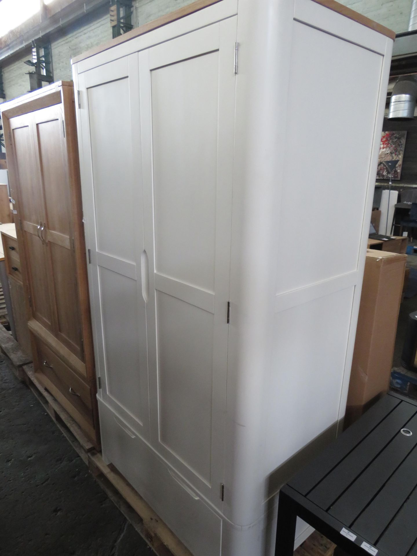 Oak Furnitureland Hove Natural Oak And Painted Double Wardrobe RRP Â£694.99 OAK-APM-HOV001-BC01073