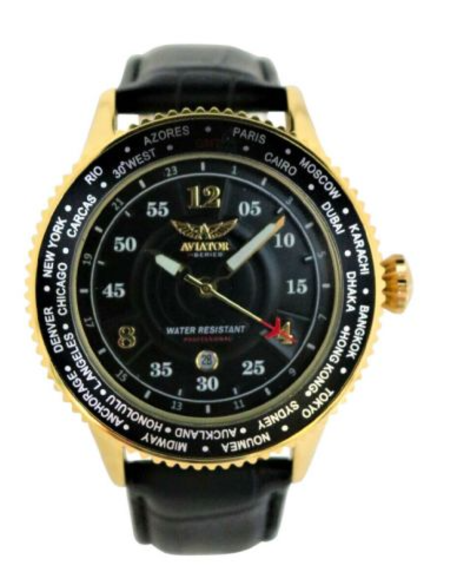 Aviator Men's Watch F-Series AVW8481G441 - has a stainless steel case with a leather strap. The size - Image 3 of 3