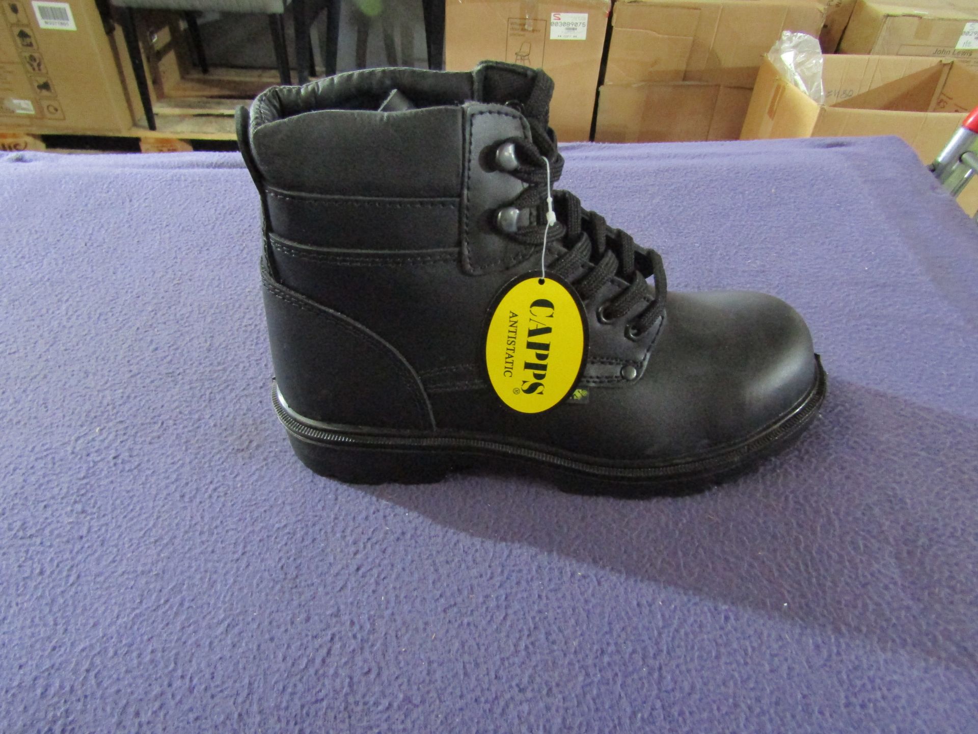 CAPPS - Black Boots With Steel-toe Cap - Size 7 - Unused & Boxed.