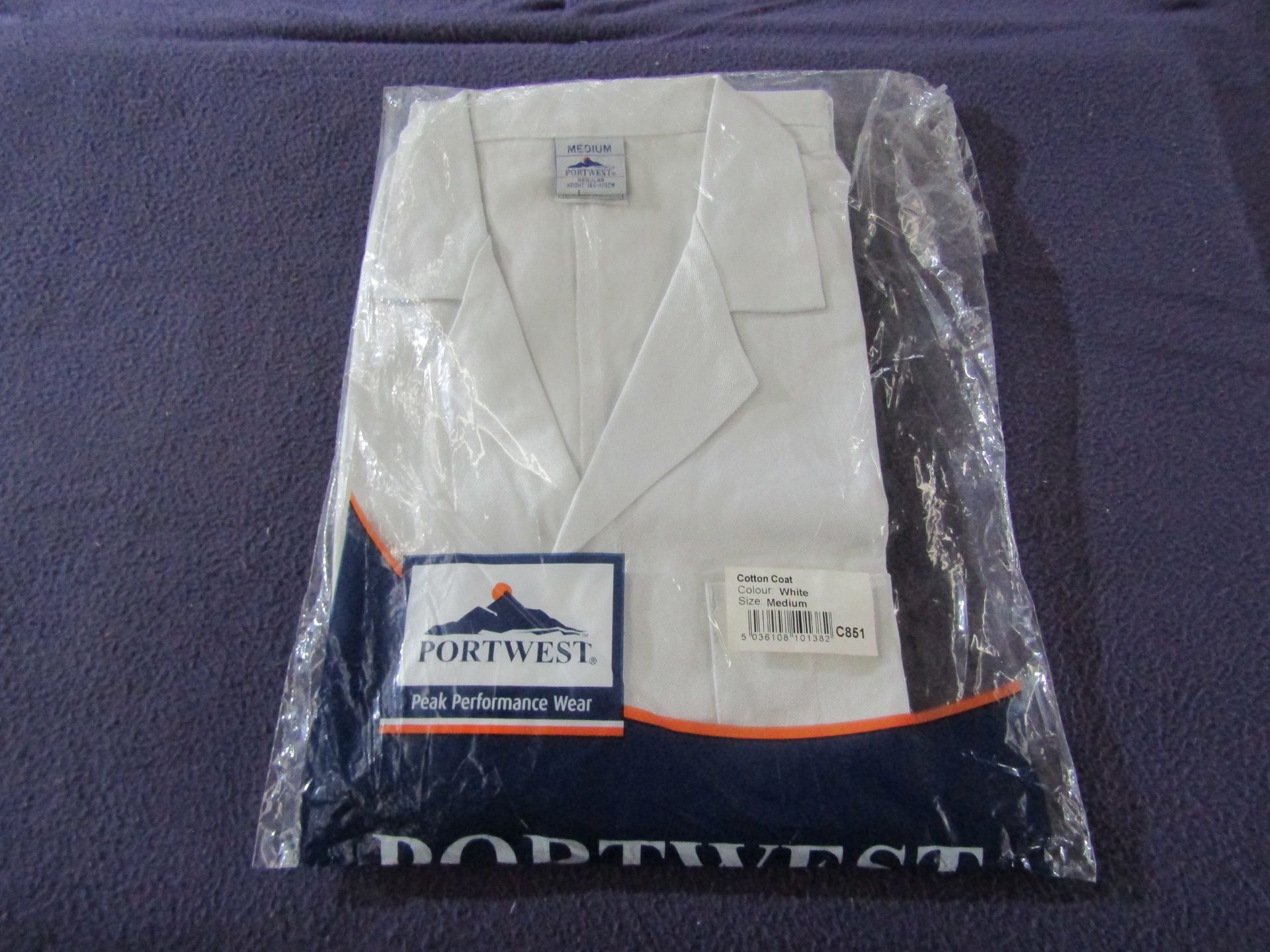 Portwest - White Cotton Coat - Size Medium - Unused & Packaged.