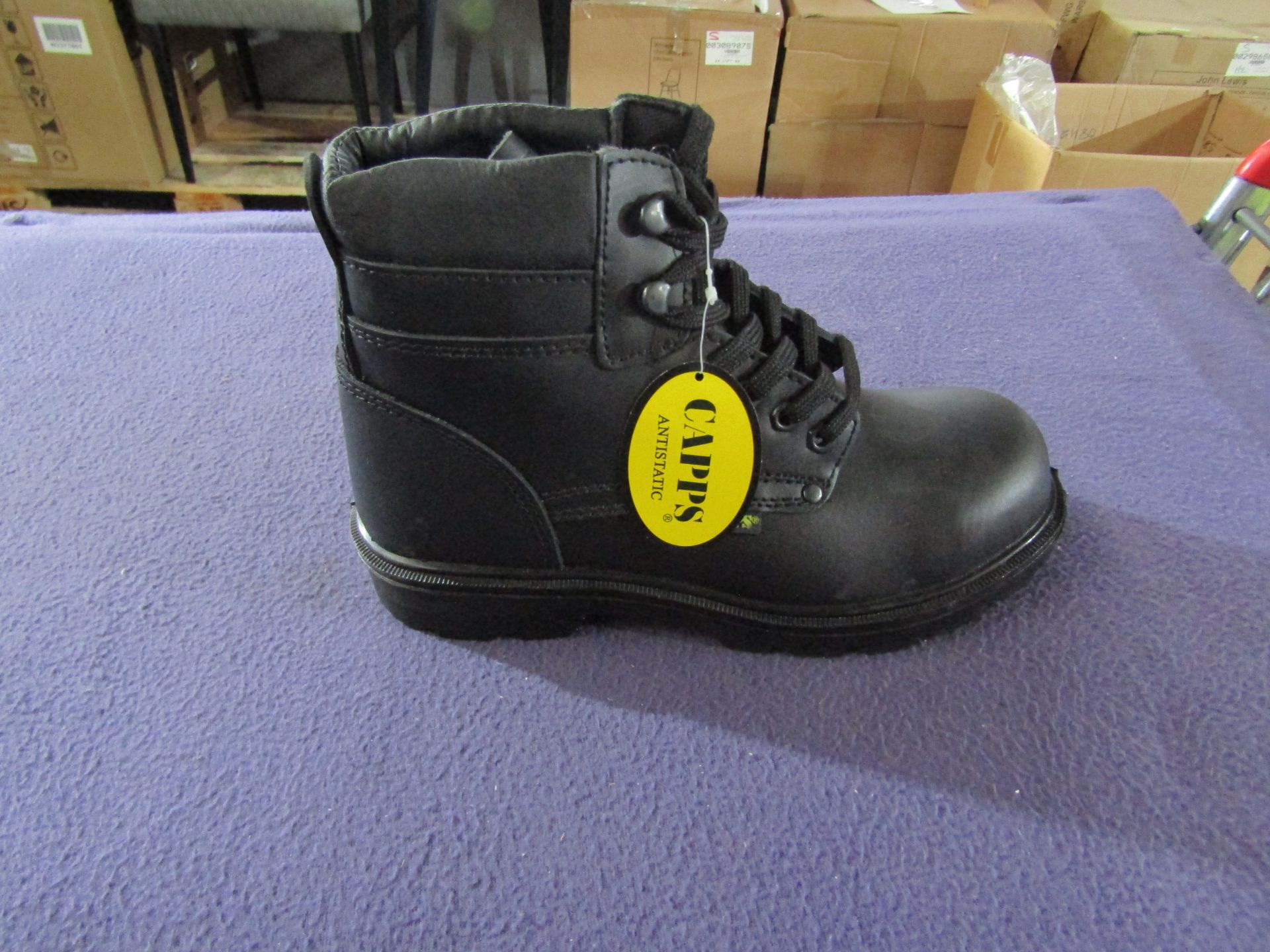 CAPPS - Black Boots With Steel-toe Cap - Size 11 - Unused & Boxed.