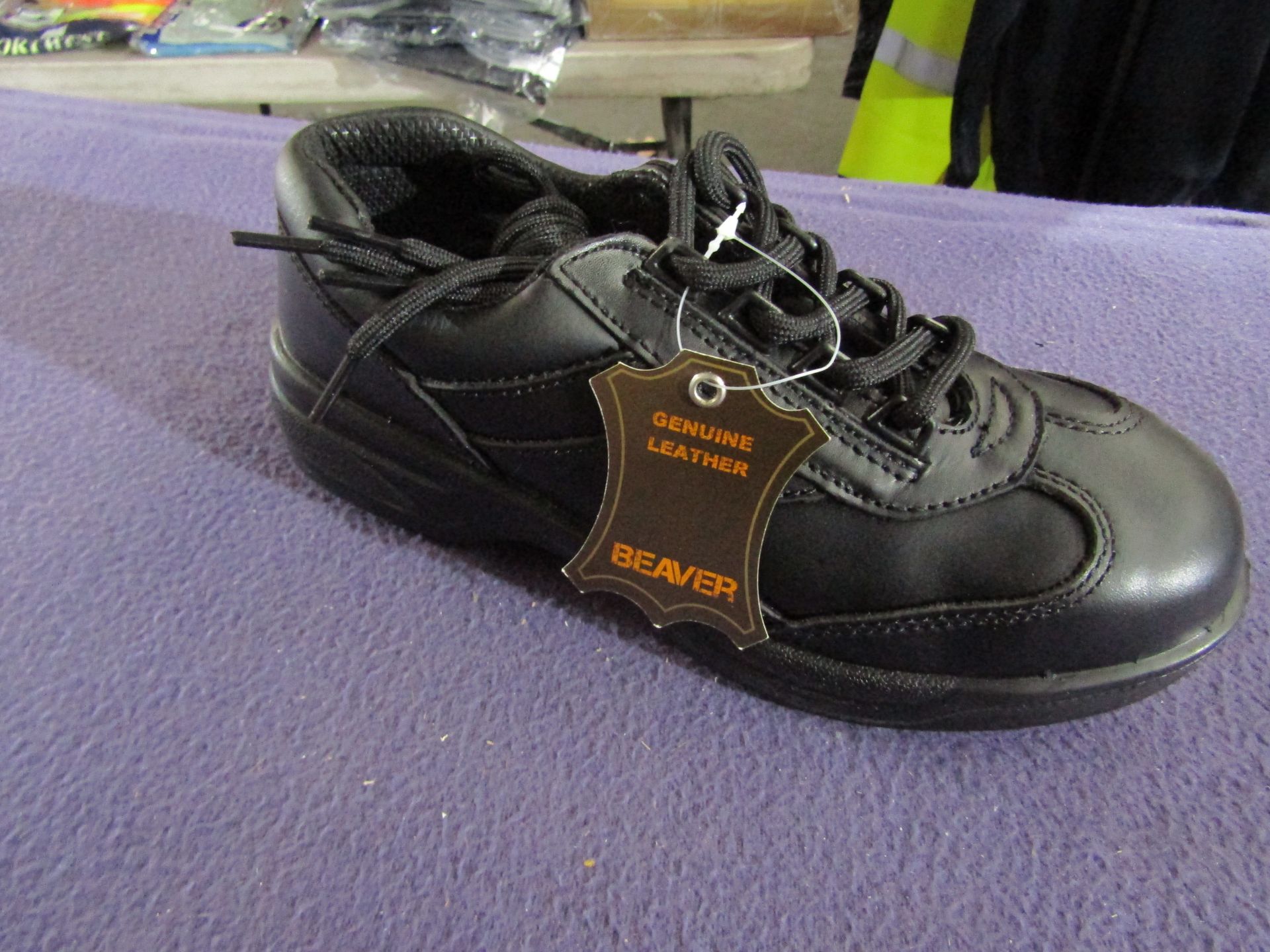 Beaver - Black Leather Steel Toe Cap Shoes - Size 5 - Unused & Boxed.