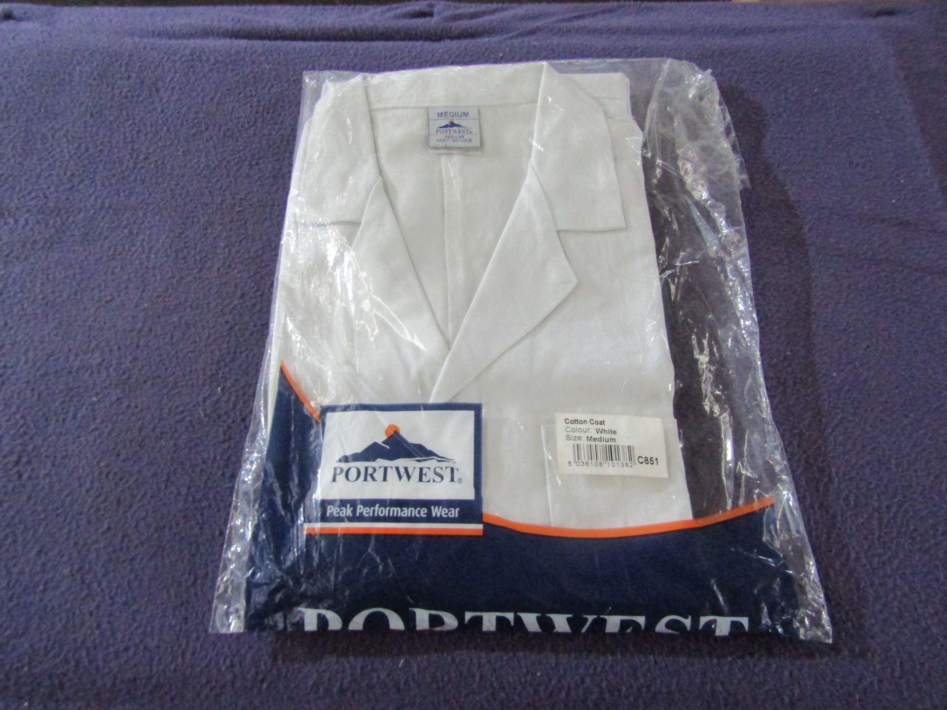 Portwest - White Cotton Coat - Size Medium - Unused & Packaged.