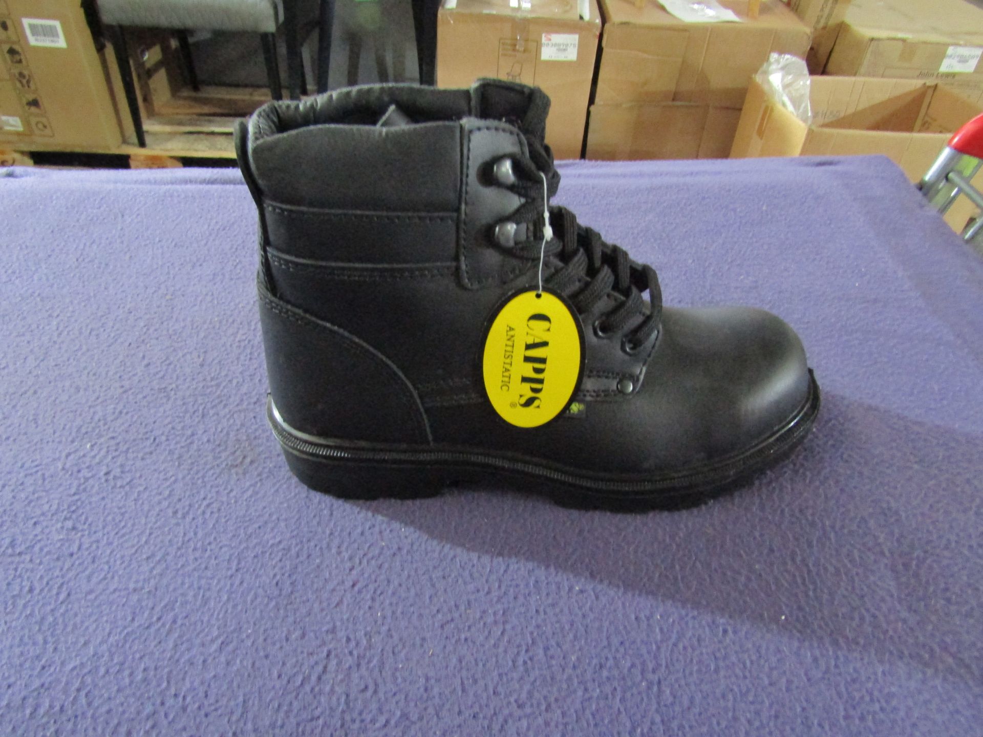 CAPPS - Black Boots With Steel-toe Cap - Size 6 - Unused & Boxed.