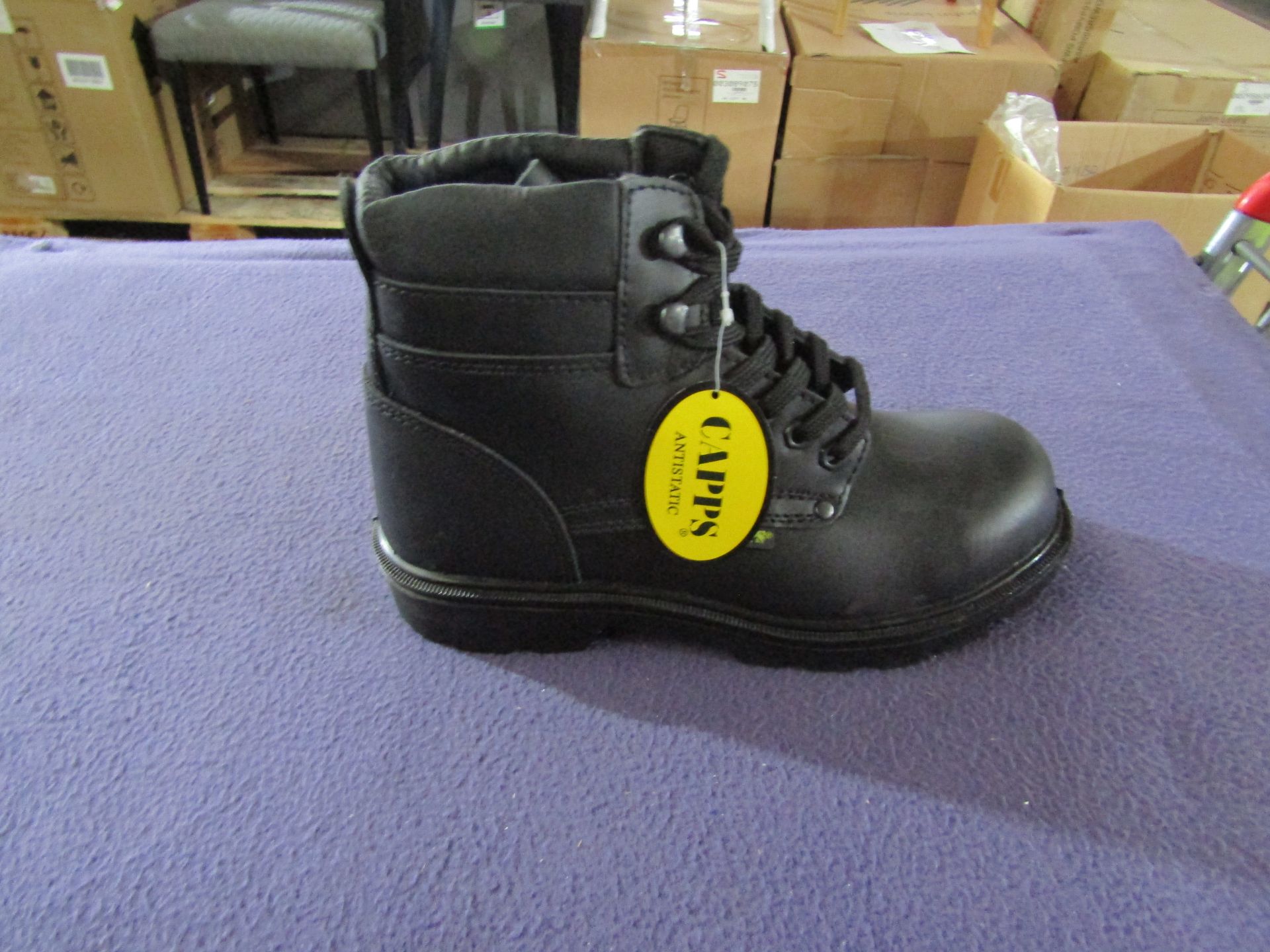 CAPPS - Black Boots With Steel-toe Cap - Size 13 - Unused & Boxed.