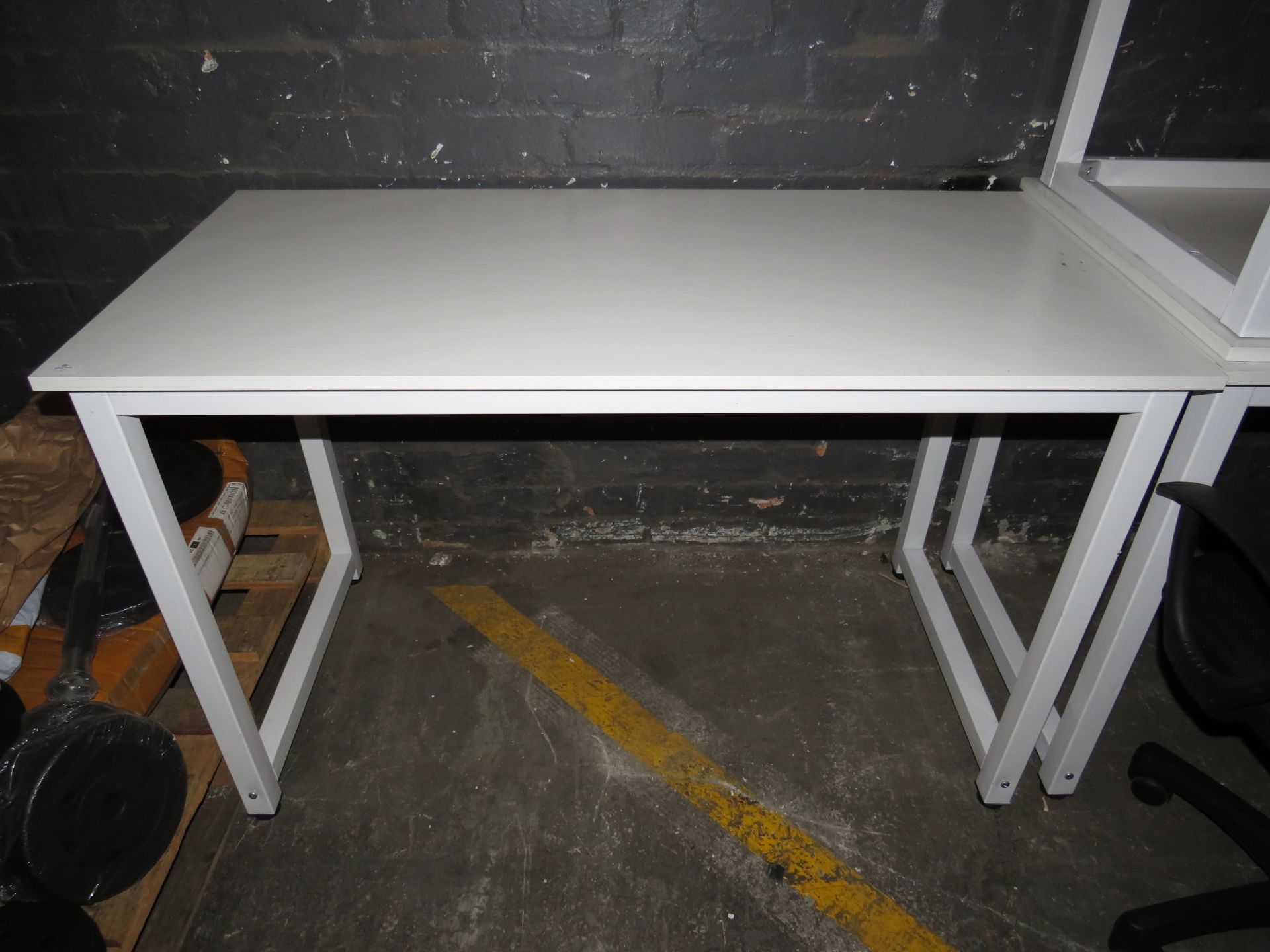 White Computer Desk With Metal Legs & Black Office Chair 120CM X 60CM