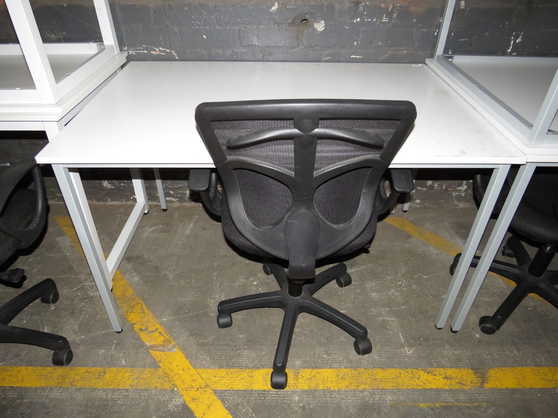 White Computer Desk With Metal Legs & Black Office Chair 120CM X 80CM - Image 2 of 3
