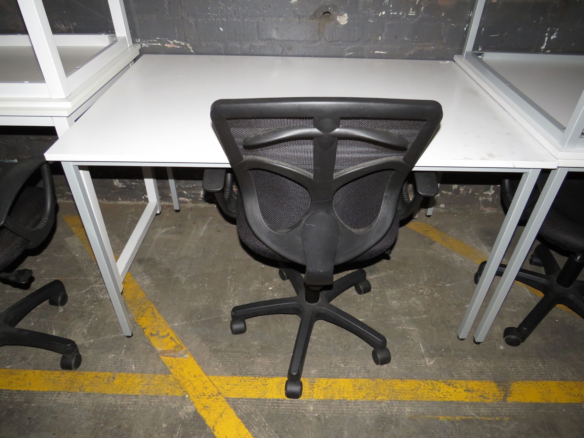 White Computer Desk With Metal Legs & Black Office Chair 120CM X 80CM - Image 2 of 3