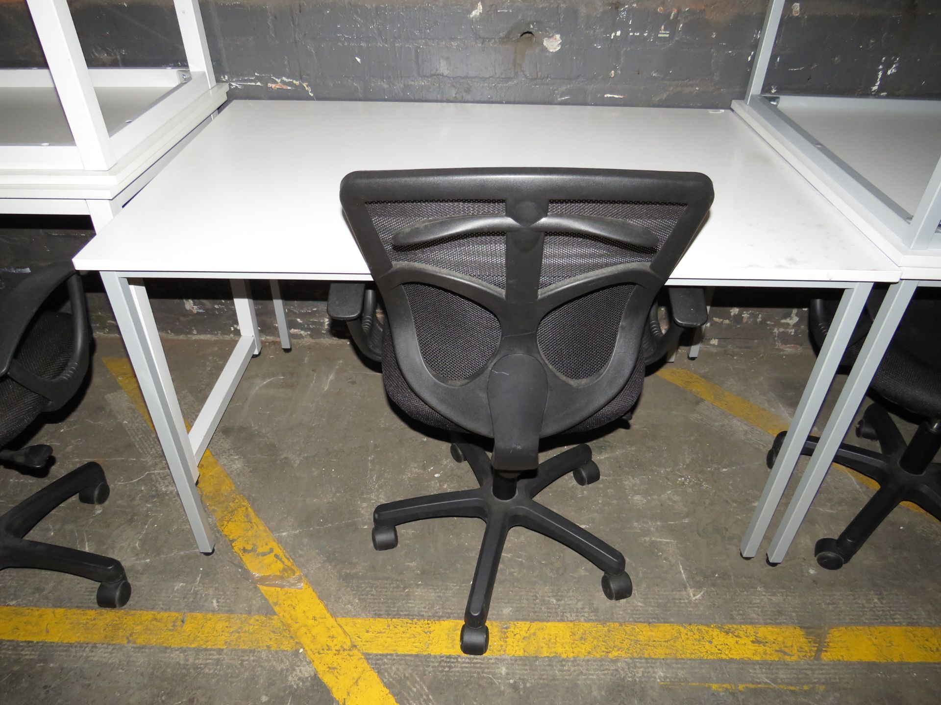 White Computer Desk With Metal Legs & Black Office Chair 120CM X 80CM - Image 2 of 3