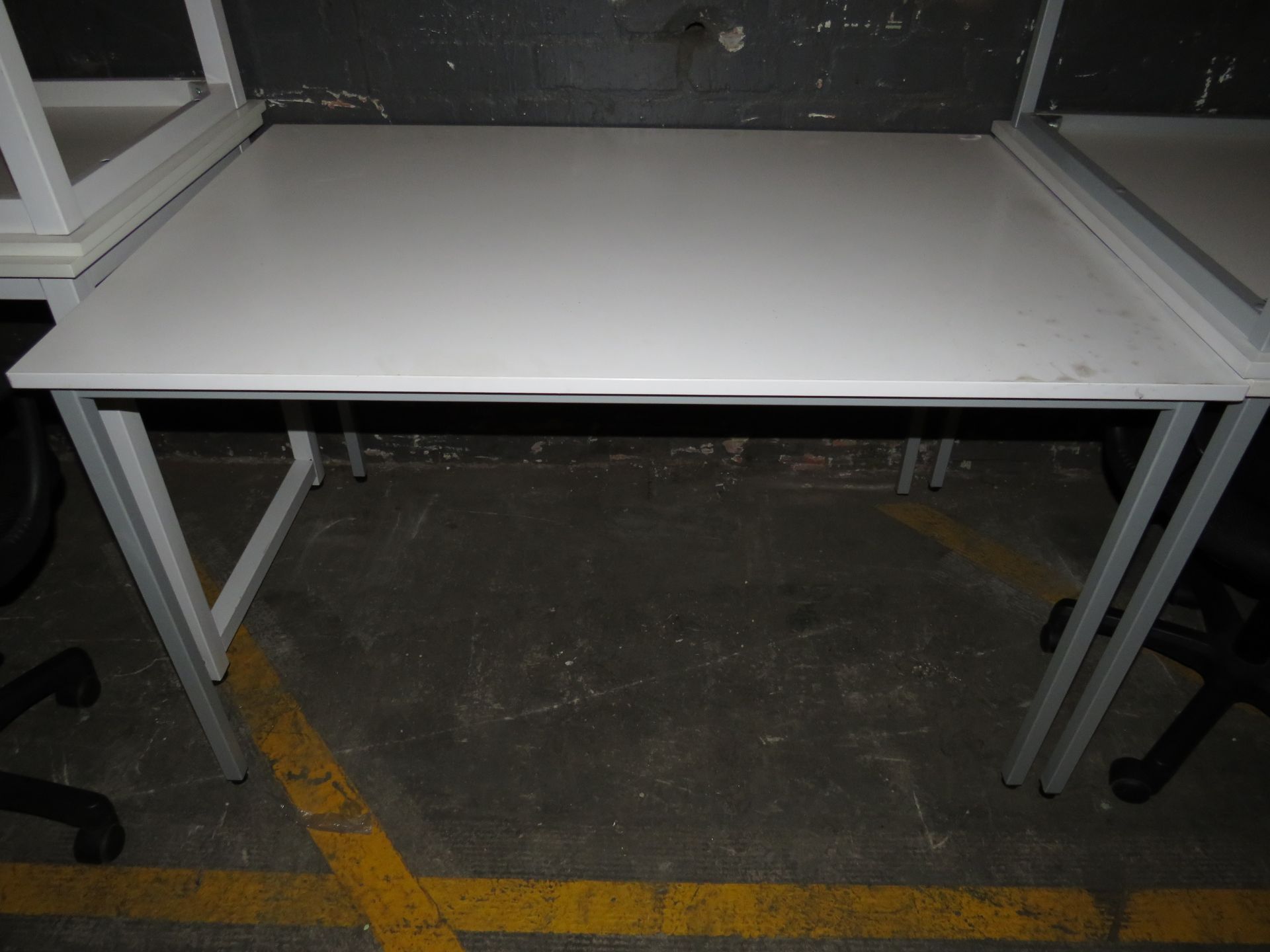 White Computer Desk With Metal Legs & Black Office Chair 120CM X 80CM